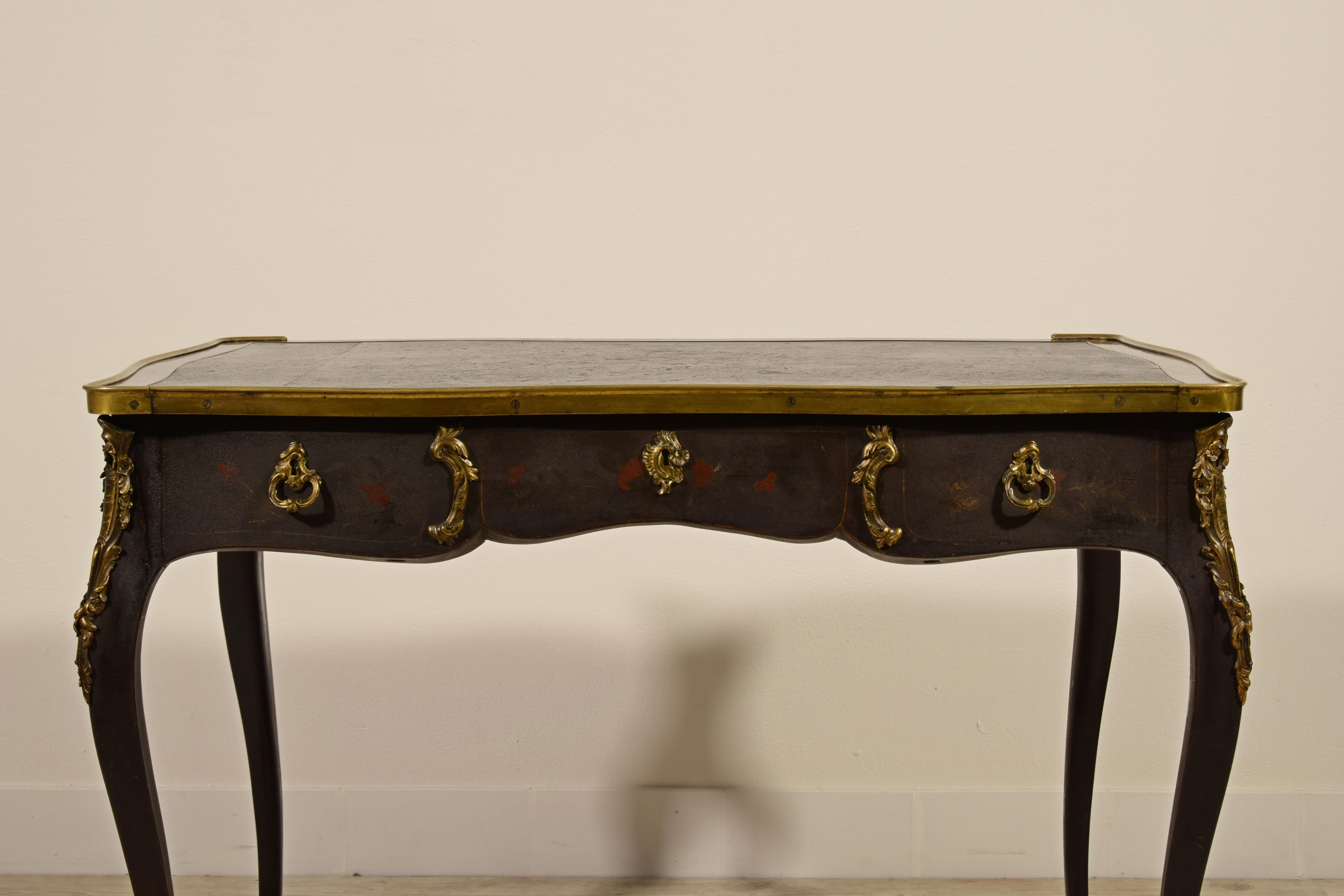 19th Century, French Louis XV Style, Lacquered Wood Desk For Sale 12