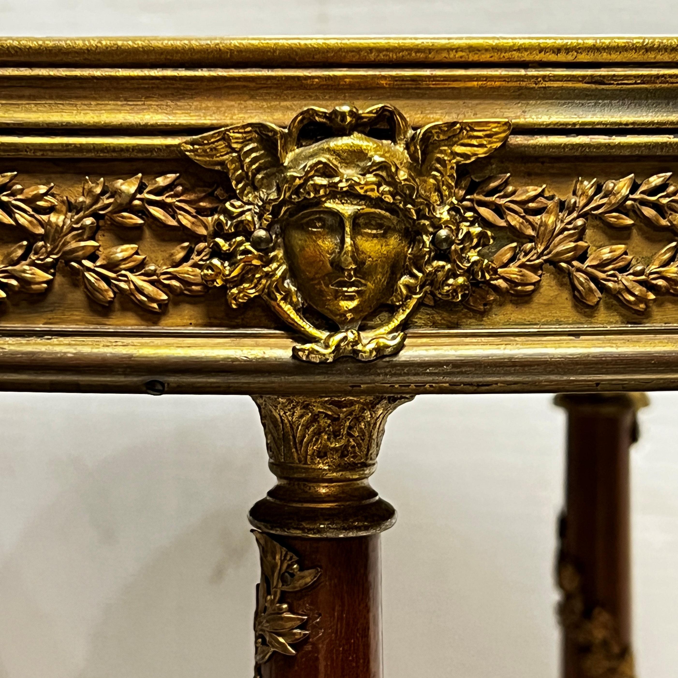 19th Century French Louis XV Style Marble and Bronze Side Table For Sale 5