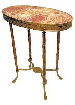 19th Century French Louis XV Style Marble and Bronze Side Table
