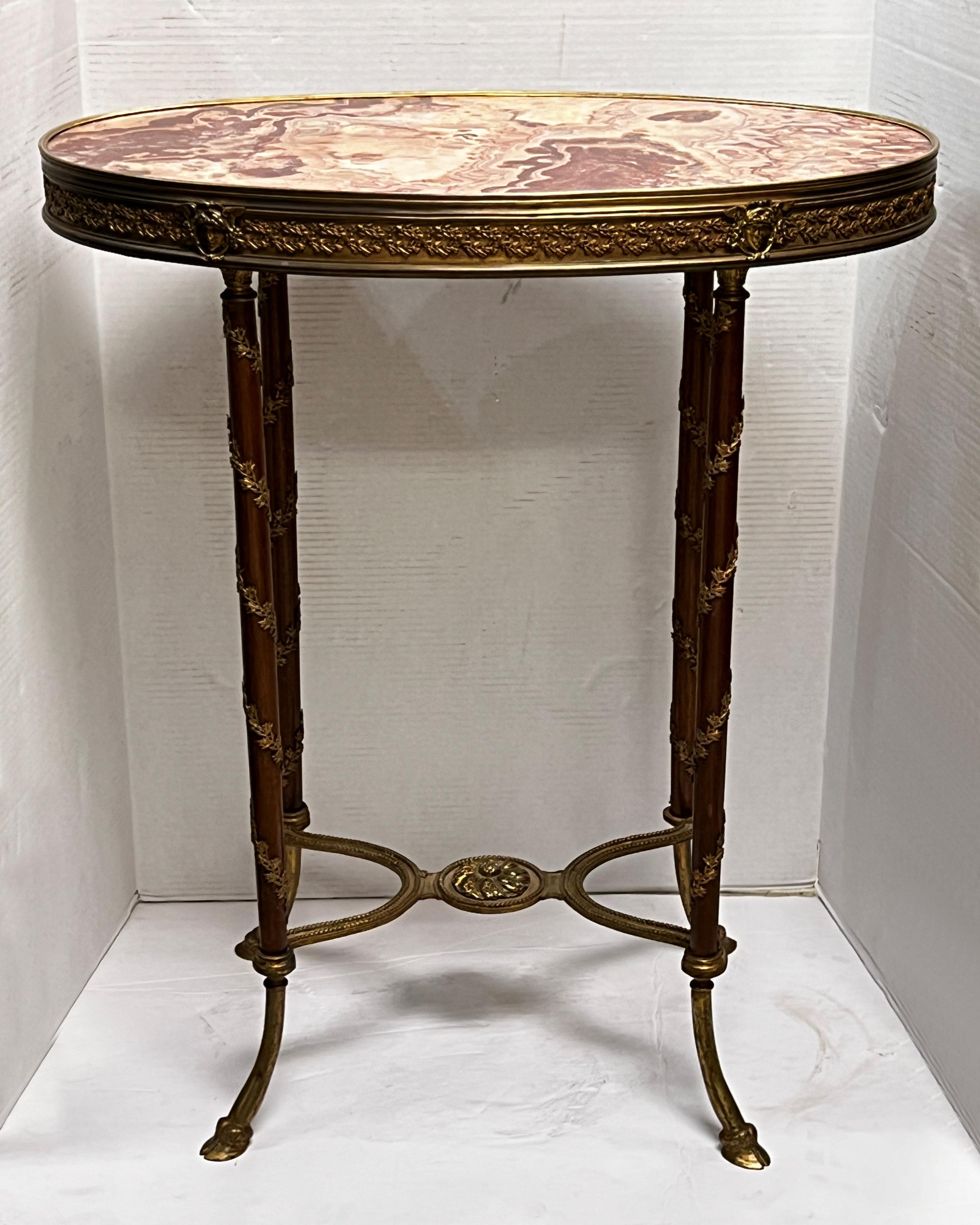 19th Century French Louis XV Style Marble and Bronze Side Table In Good Condition For Sale In New York, NY