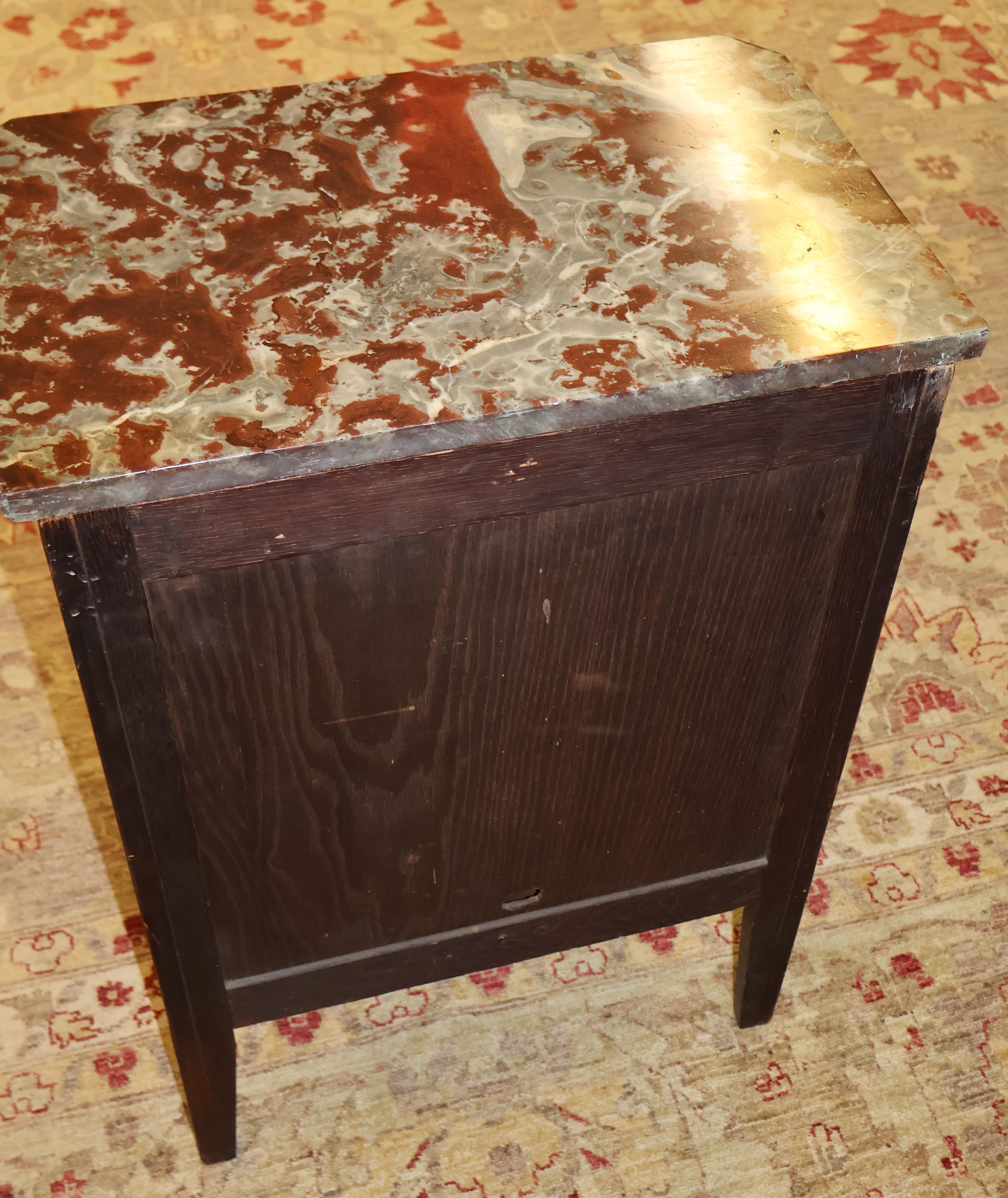 19th Century French Louis XV Style Marble Top Satinwood Inlaid Side Cabinet For Sale 11