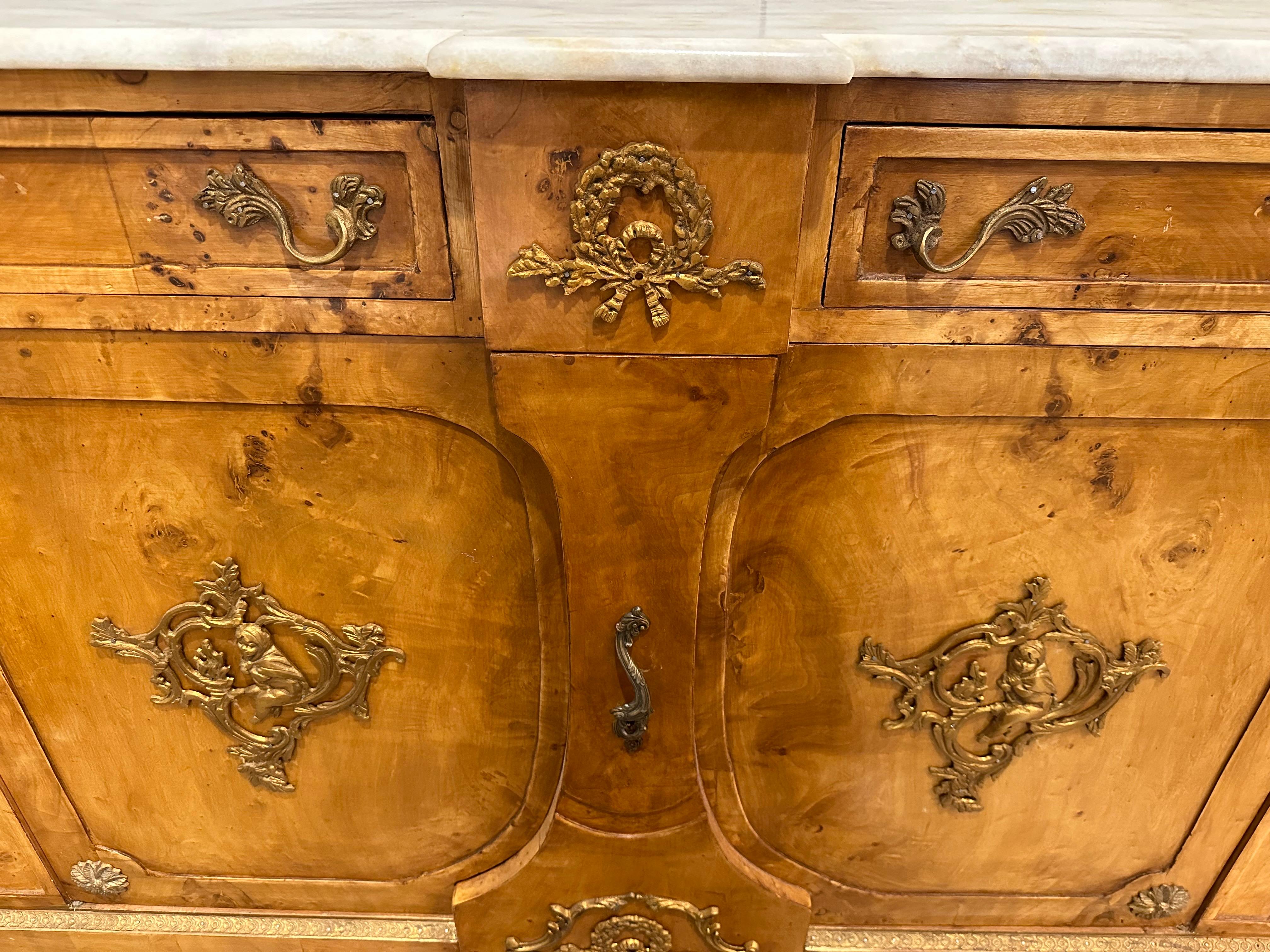 19th Century French Louis XV Style Marble Top Sideboard For Sale 1