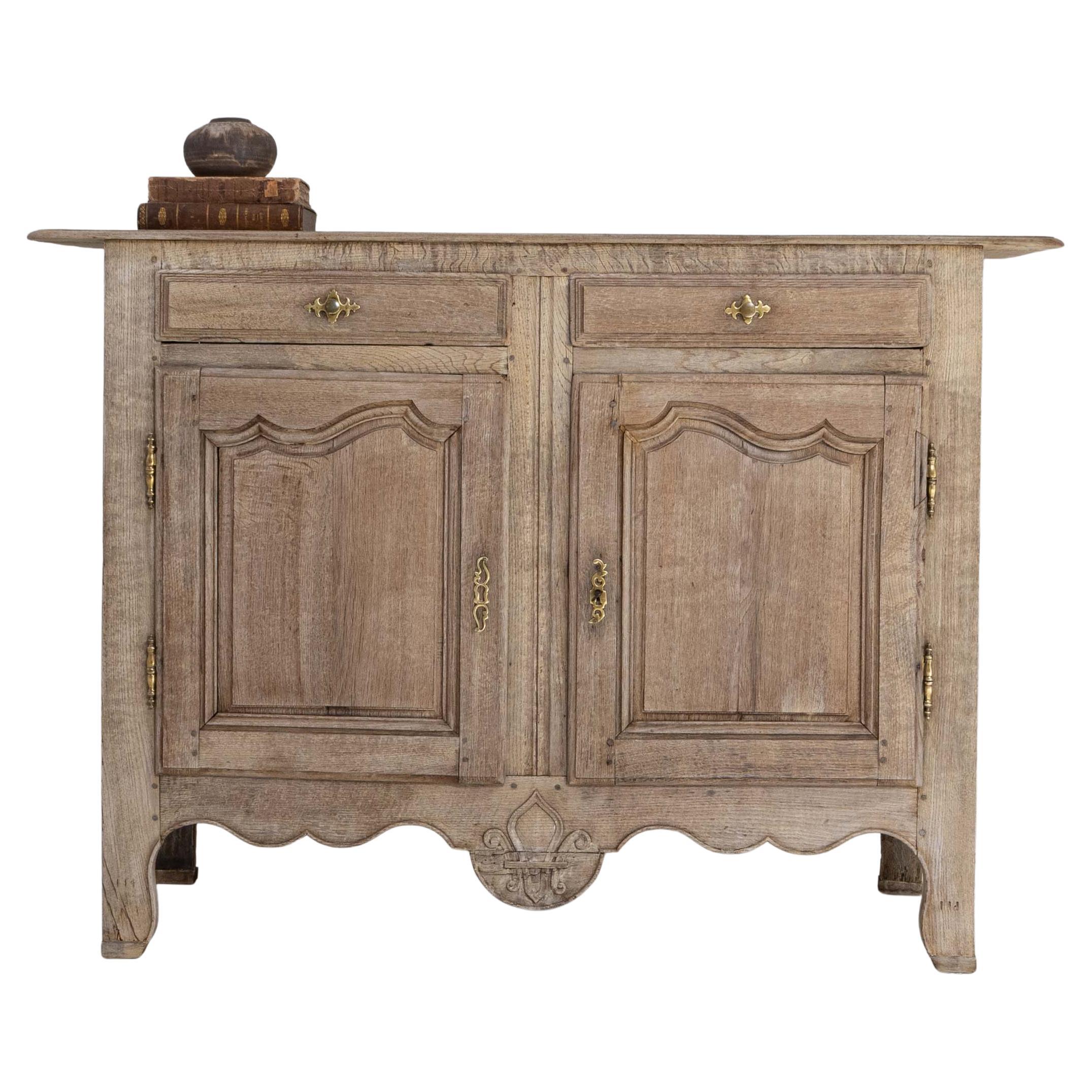 19th Century French Louis XV Style Oak Buffet For Sale