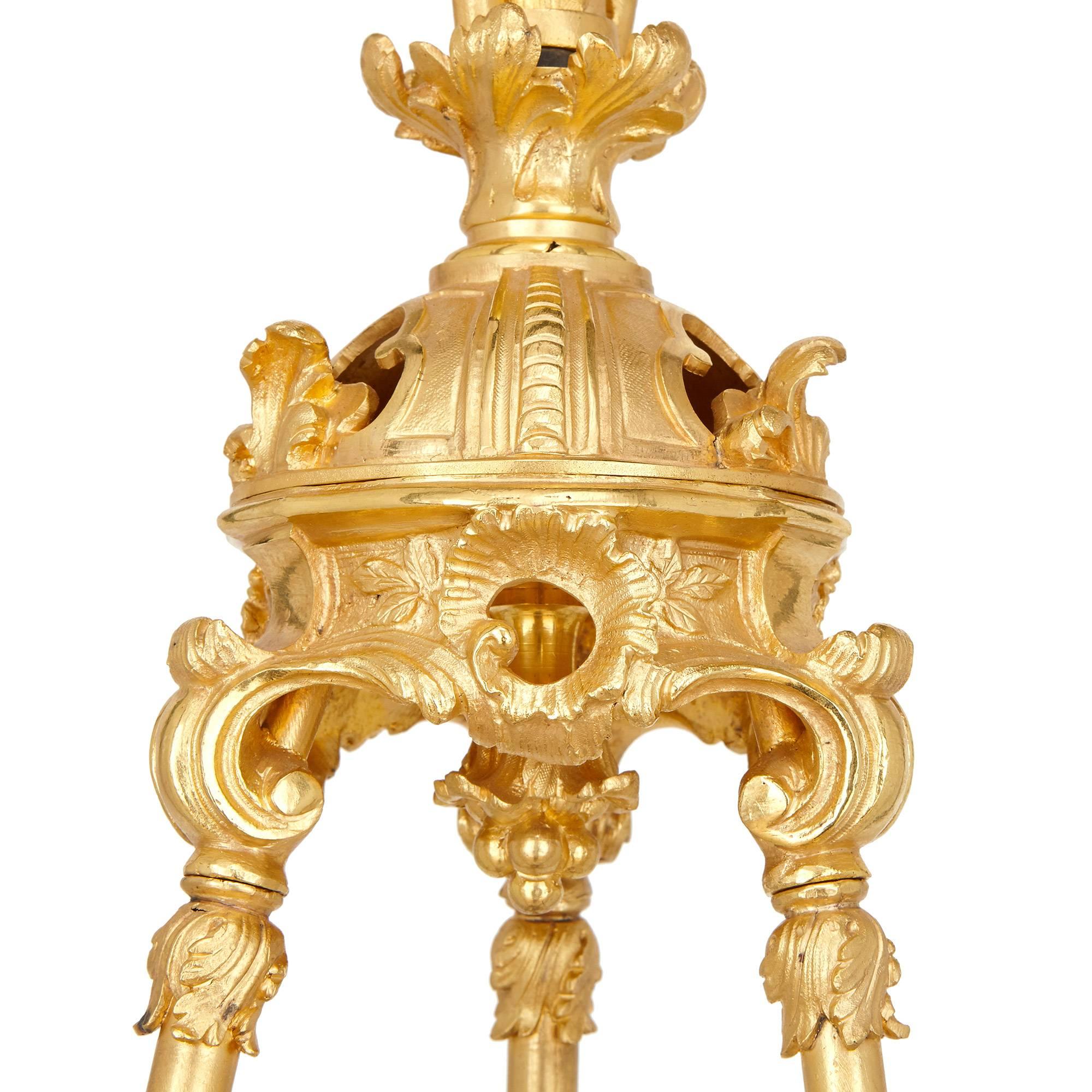 19th Century French Louis XV Style Ormolu Chandelier In Excellent Condition In London, GB