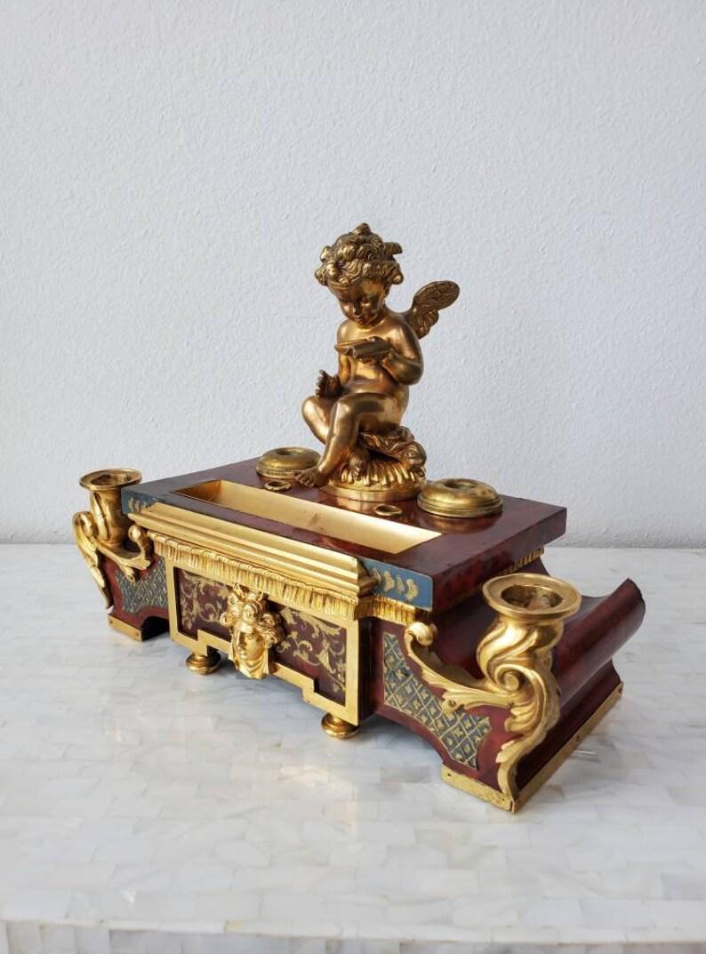 19th Century French Louis XV Style Ormolu Mounted Encrier In Good Condition For Sale In Forney, TX