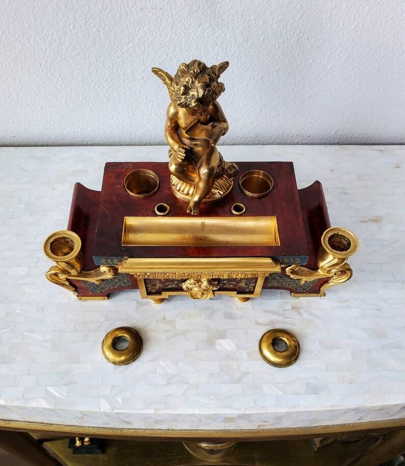 19th Century French Louis XV Style Ormolu Mounted Encrier For Sale 1
