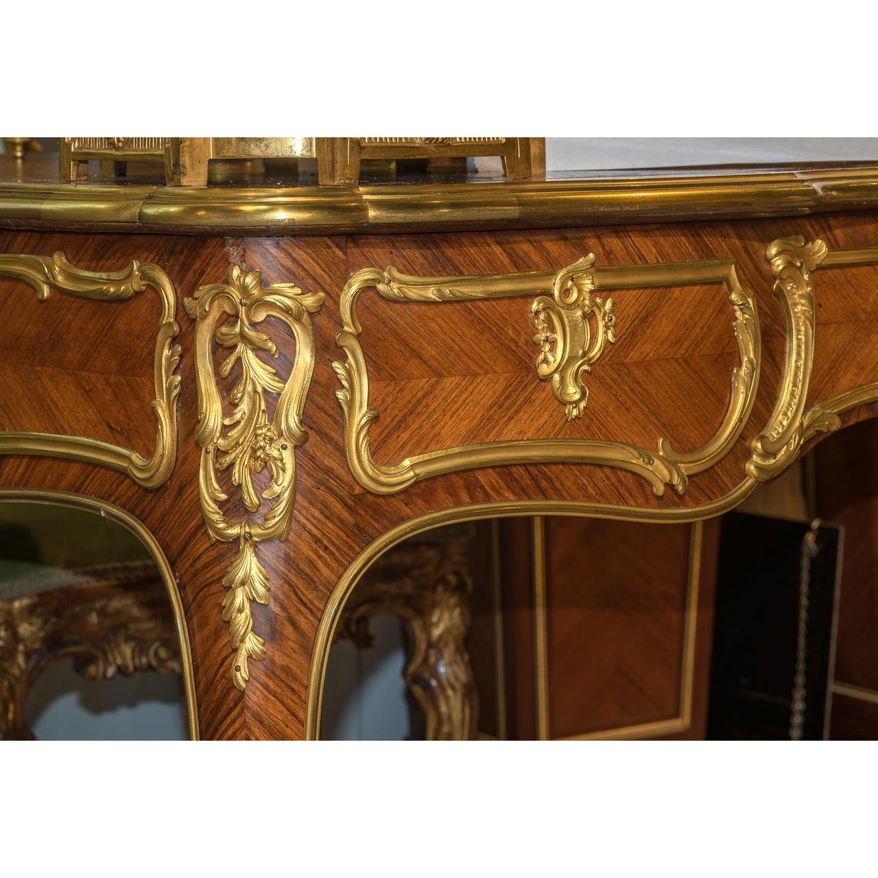 Tulipwood 19th Century French Louis XV Style Ormolu Mounted Kingwood Bureau Plat