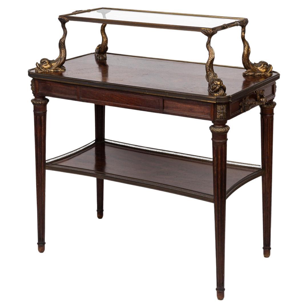 Mesa y bandeja de té montadas en ormolu estilo Luis XV francés del siglo XIX c.1880