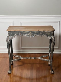 19th Century French Louis XV Style Paint Decorated Table, Distressed Finish