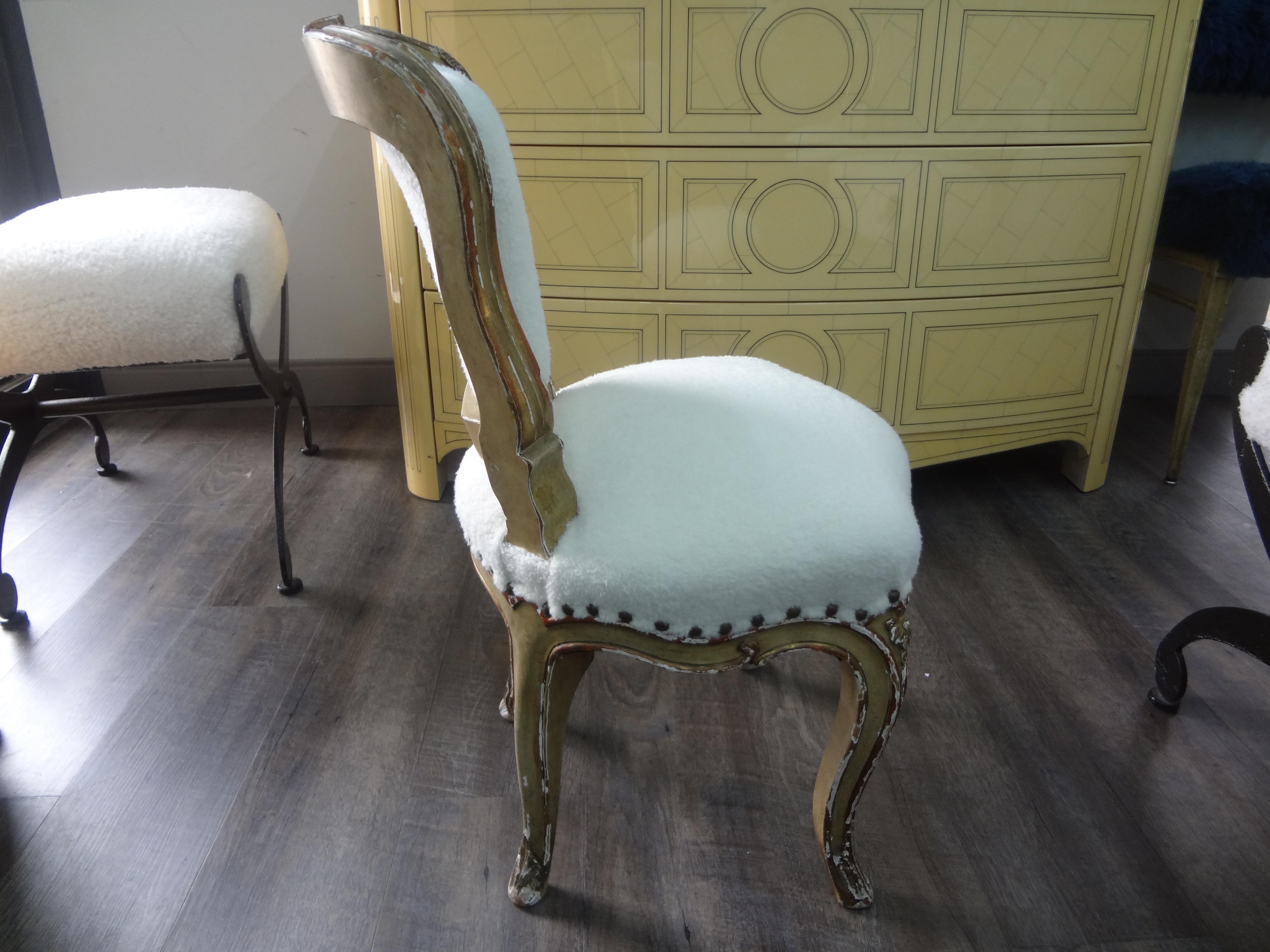 19th Century French Louis XV Style Painted and Parcel Gilt Children's Chair For Sale 1