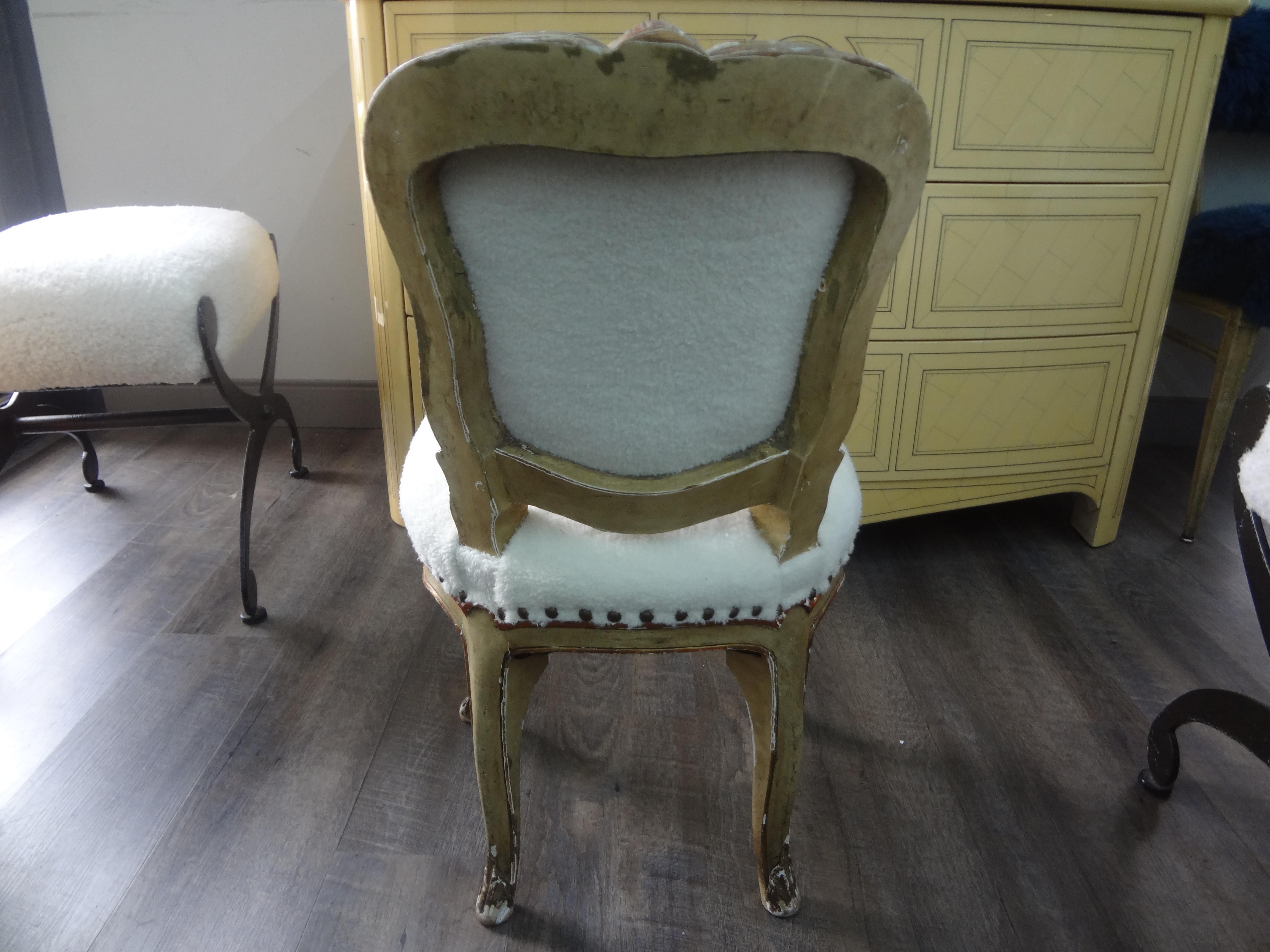 19th Century French Louis XV Style Painted and Parcel Gilt Children's Chair For Sale 2