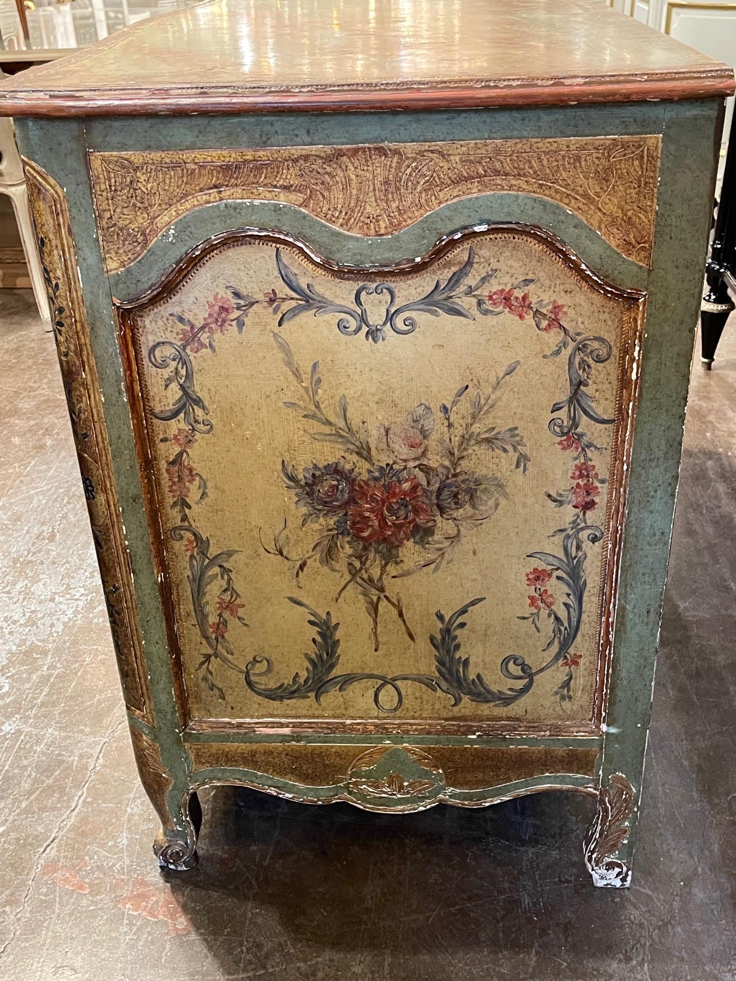 19th Century French Louis XV Style Painted Commode For Sale 7