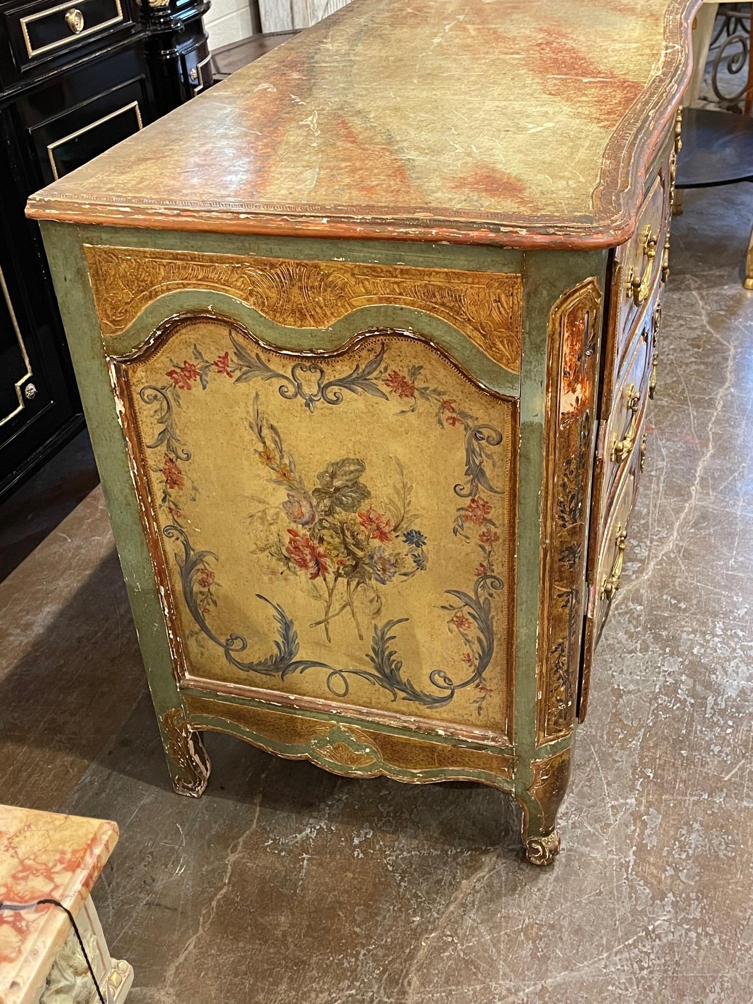 19th Century French Louis XV Style Painted Commode For Sale 5