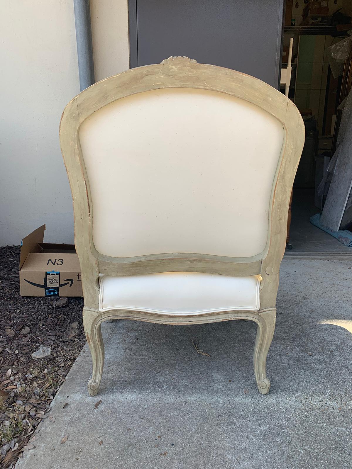 19th Century French Louis XV Style Painted Fauteuil 1