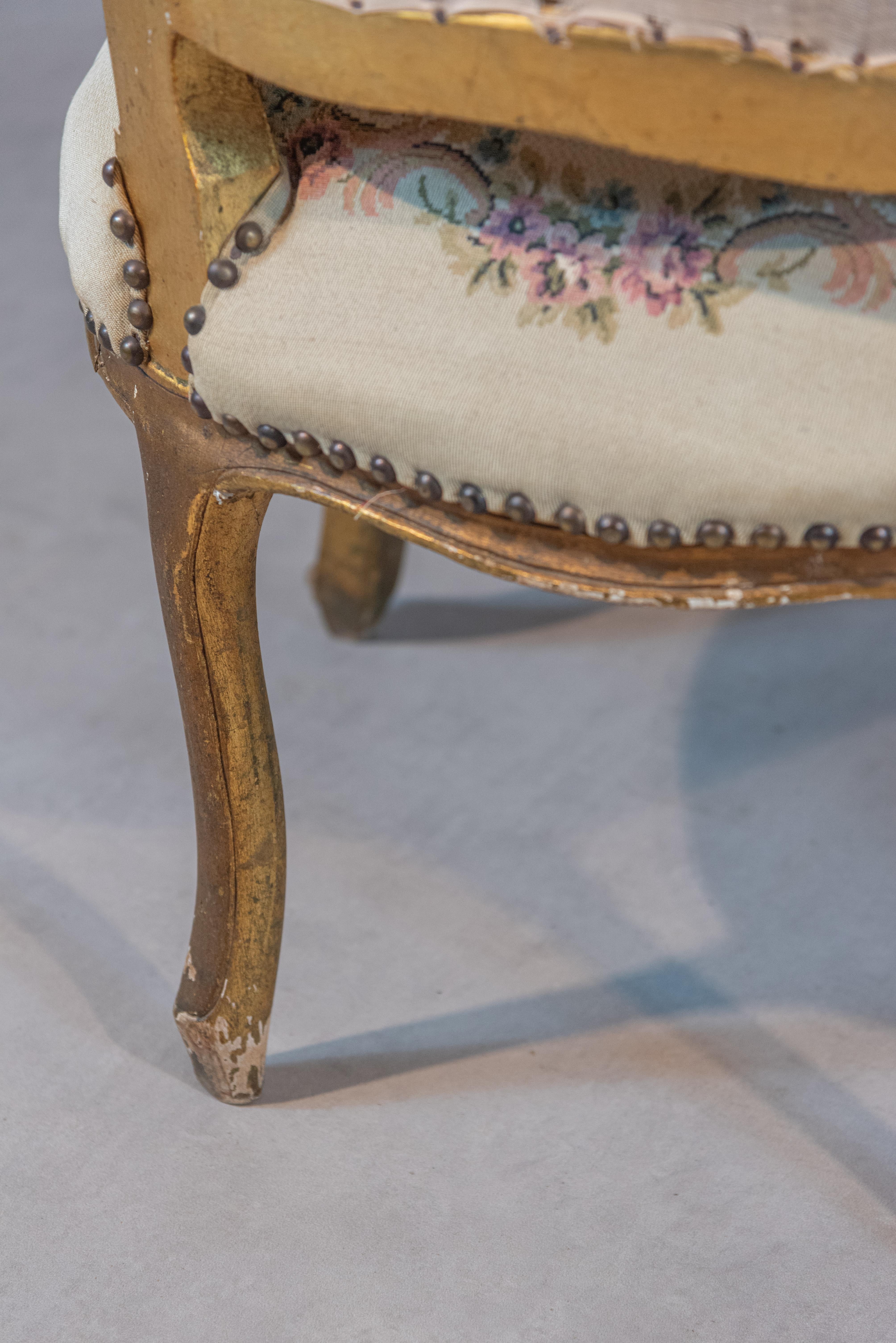 19th Century French Louis XV Style Pair of Armchairs For Sale 4