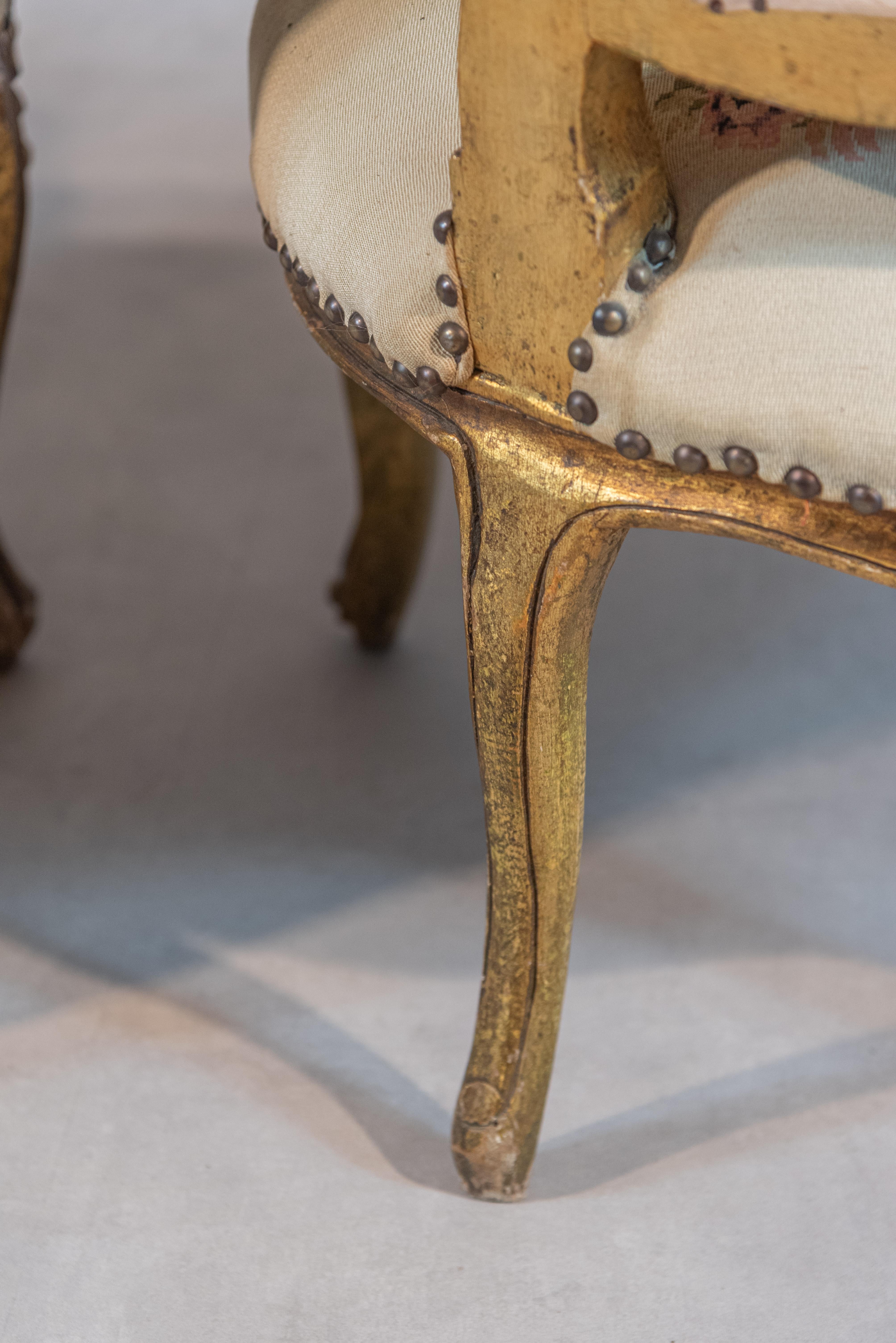 19th Century French Louis XV Style Pair of Armchairs For Sale 6