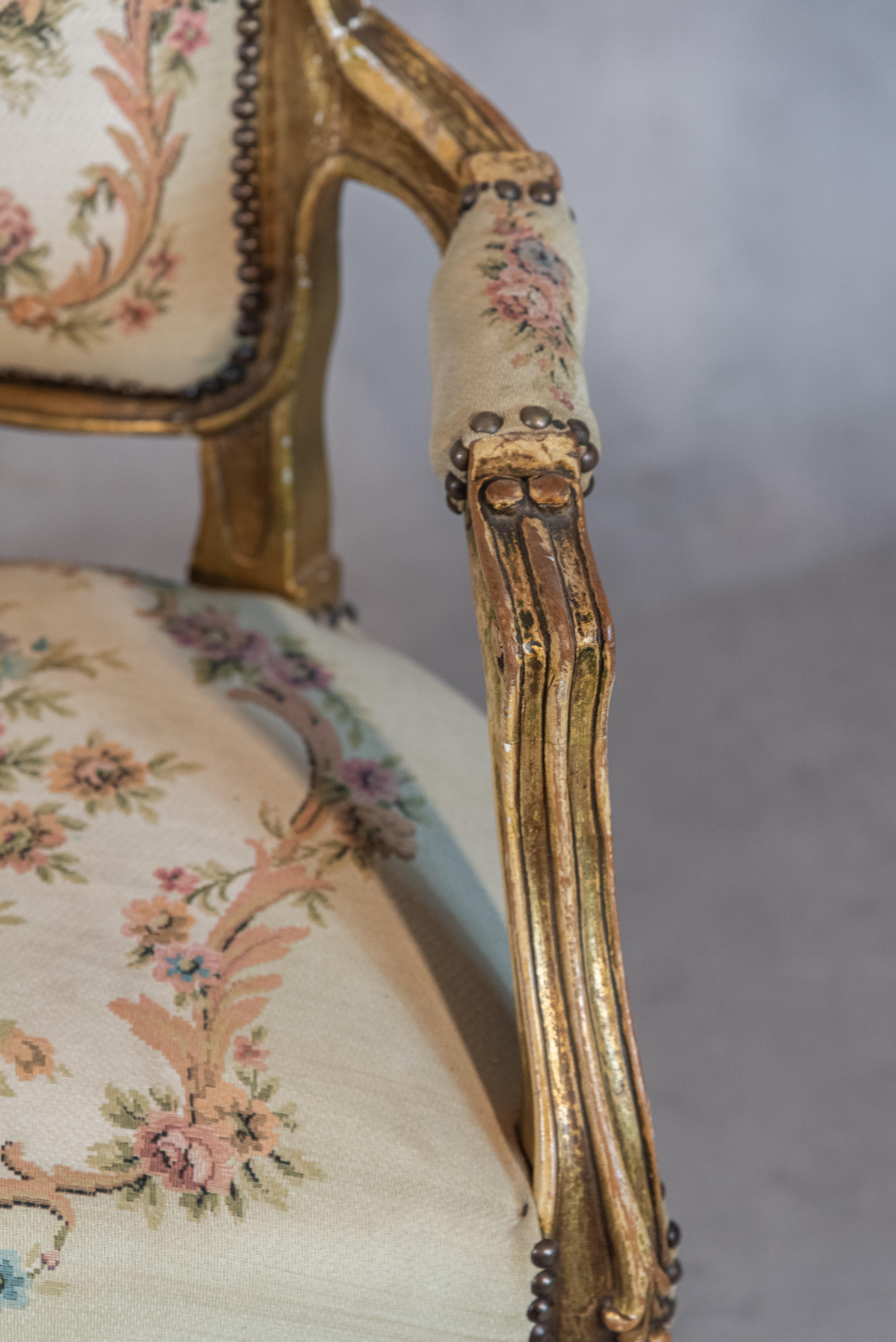 Belle Époque 19th Century French Louis XV Style Pair of Armchairs For Sale