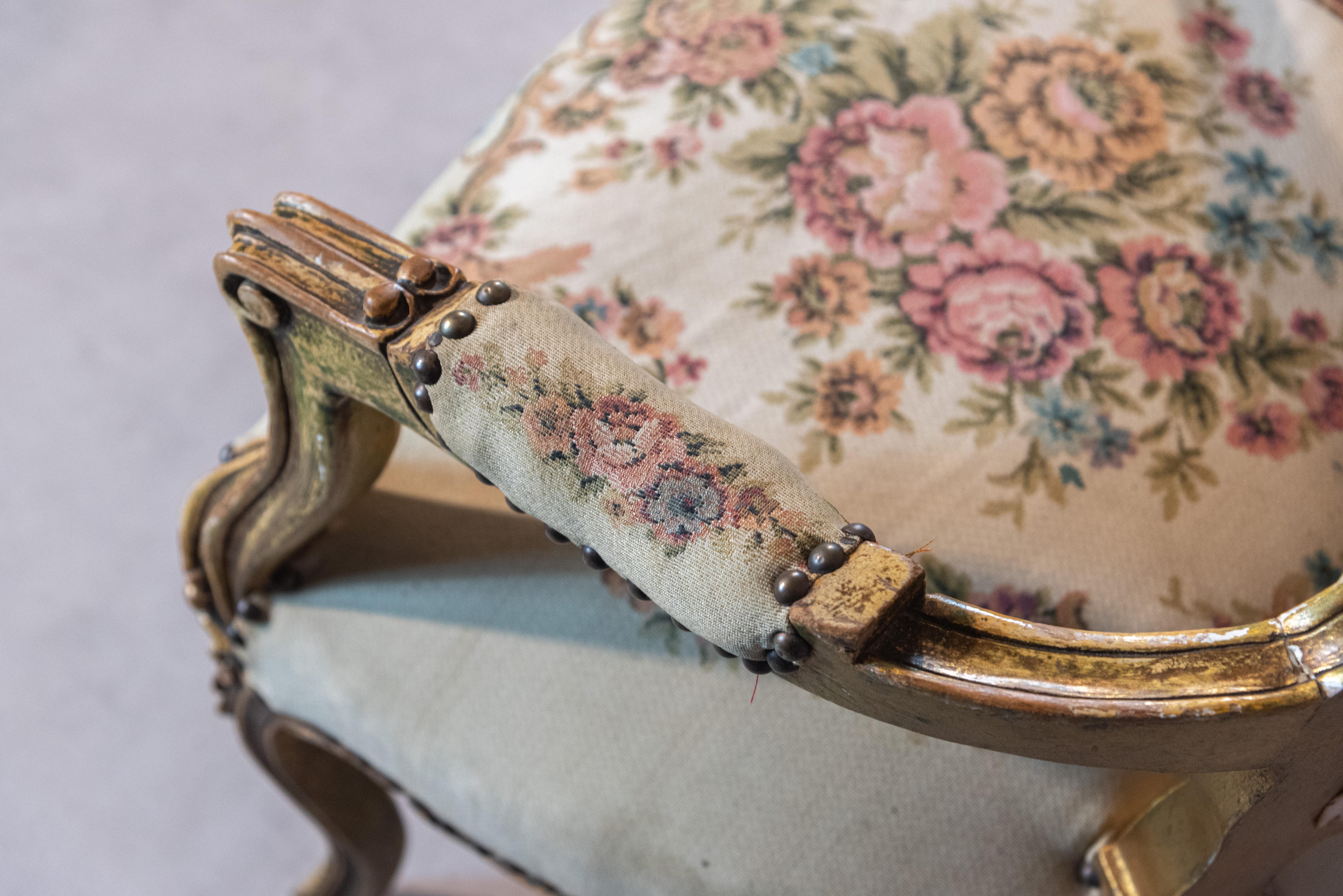 19th Century French Louis XV Style Pair of Armchairs For Sale 1