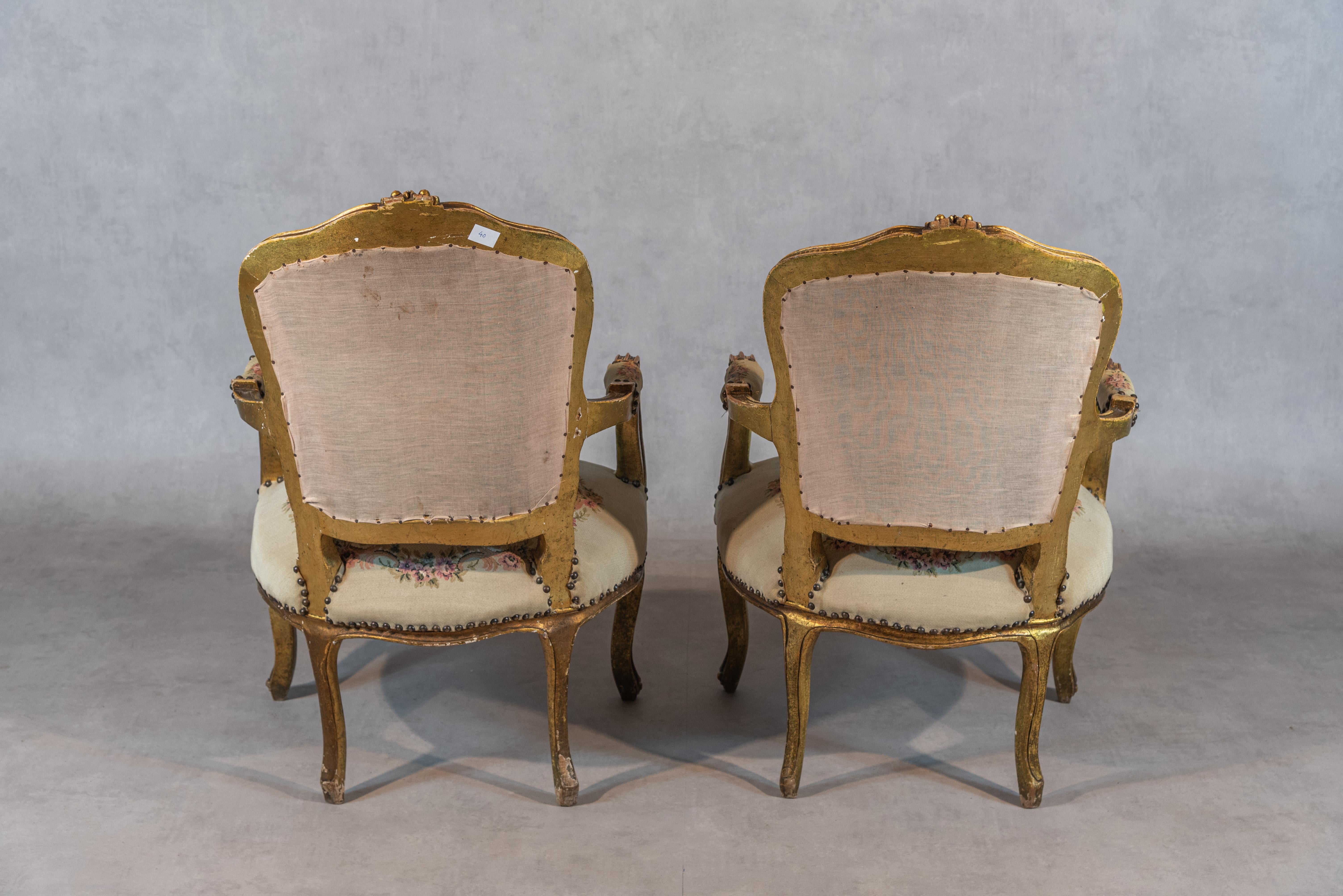 19th Century French Louis XV Style Pair of Armchairs For Sale 3