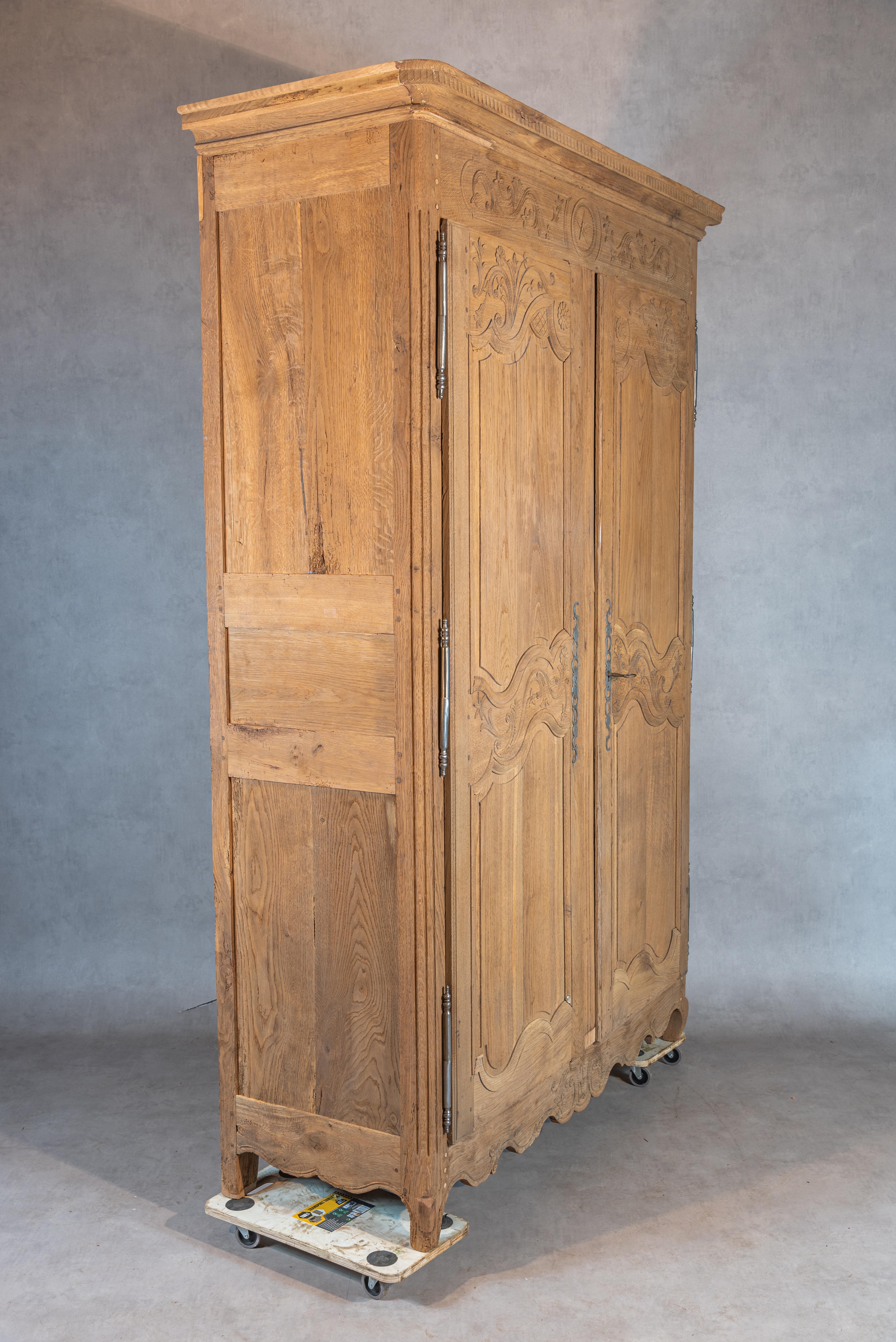 Oak 19th Century French Louis XV Style Redesigned Bleached Armoire or Buffet  For Sale