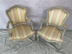 19th Century French Louis XV Style Rococo Fauteuil Armchairs