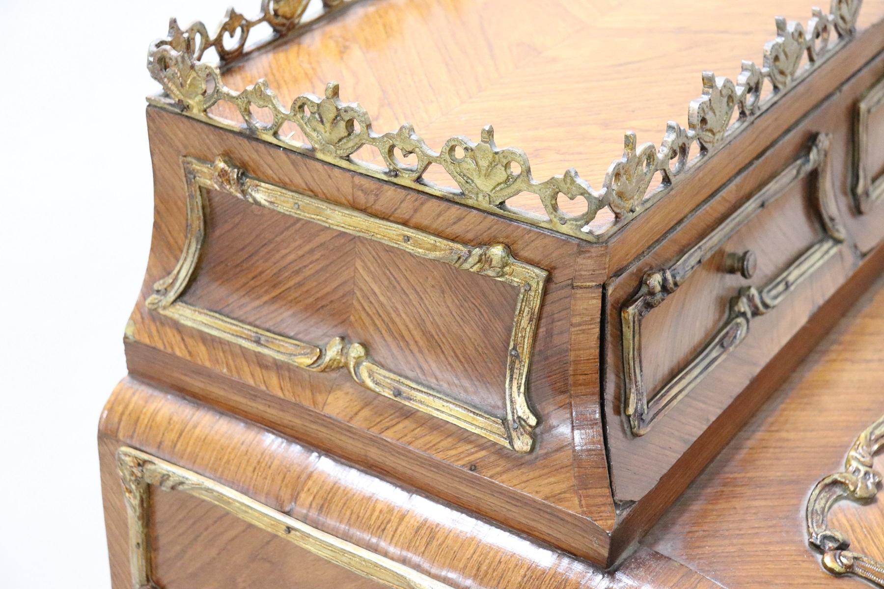 Veneer 19th Century French Louis XV Style Rosewood and Ormolu Bureau or Writing Desk