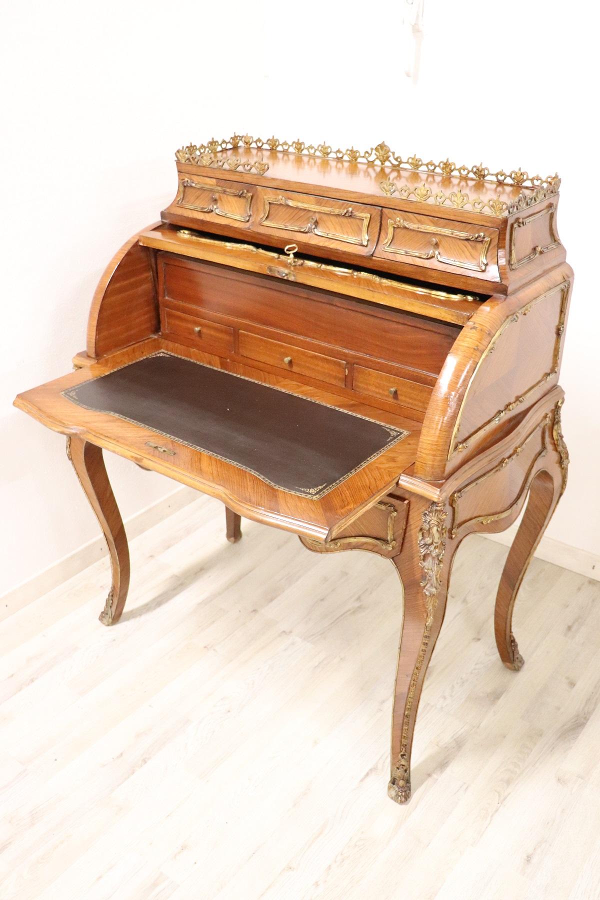 Late 19th Century 19th Century French Louis XV Style Rosewood and Ormolu Bureau or Writing Desk