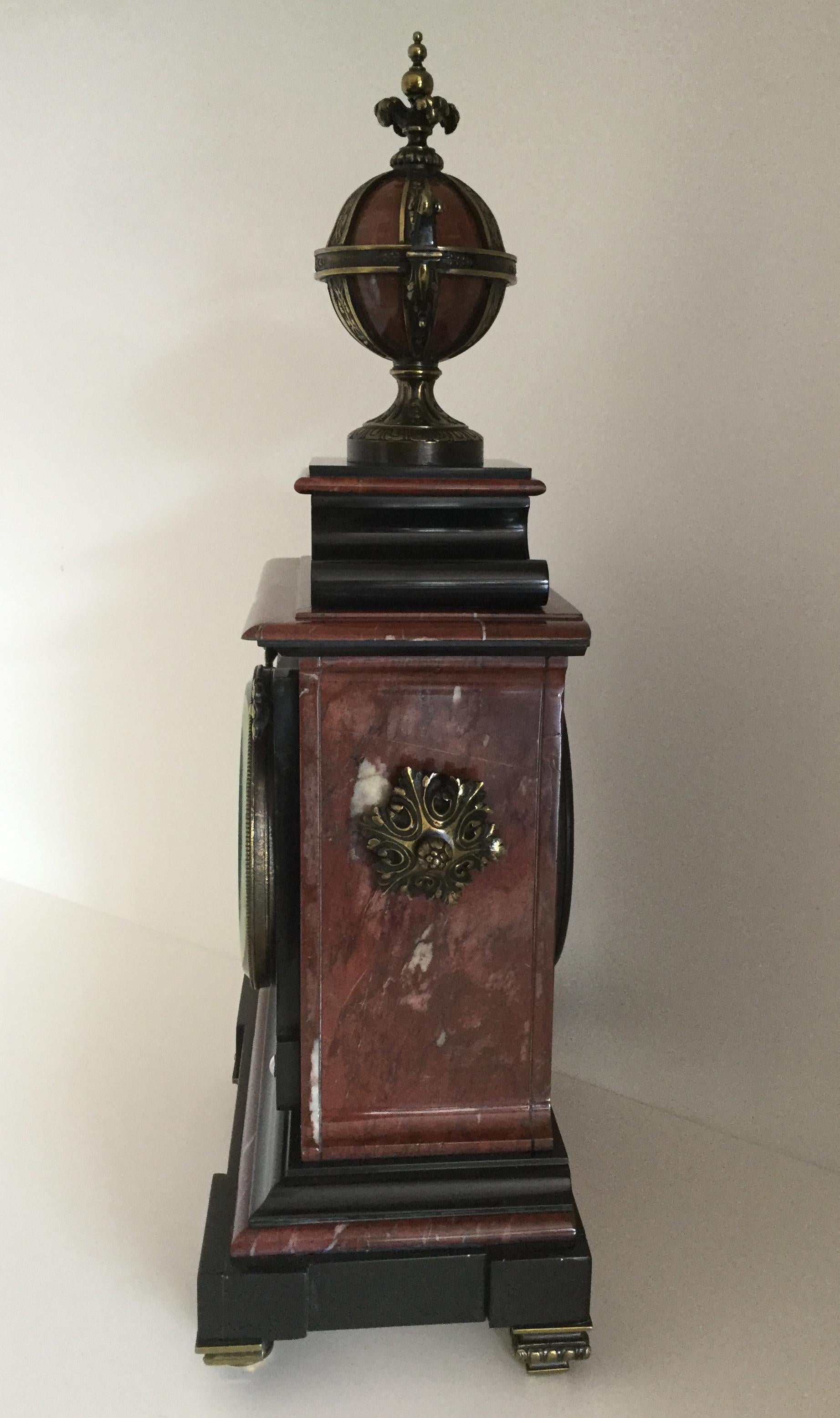 19th Century French Louis XV Style Library Clock, circa 1880