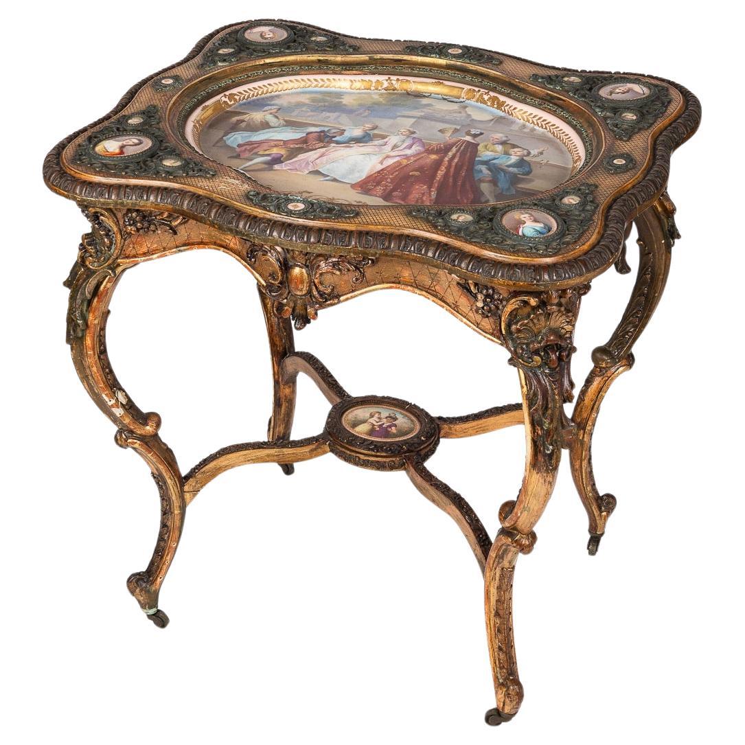 Französisches Tischset im Louis-XV-Stil des 19. Jahrhunderts mit Wiener Porzellan, um 1880 im Angebot