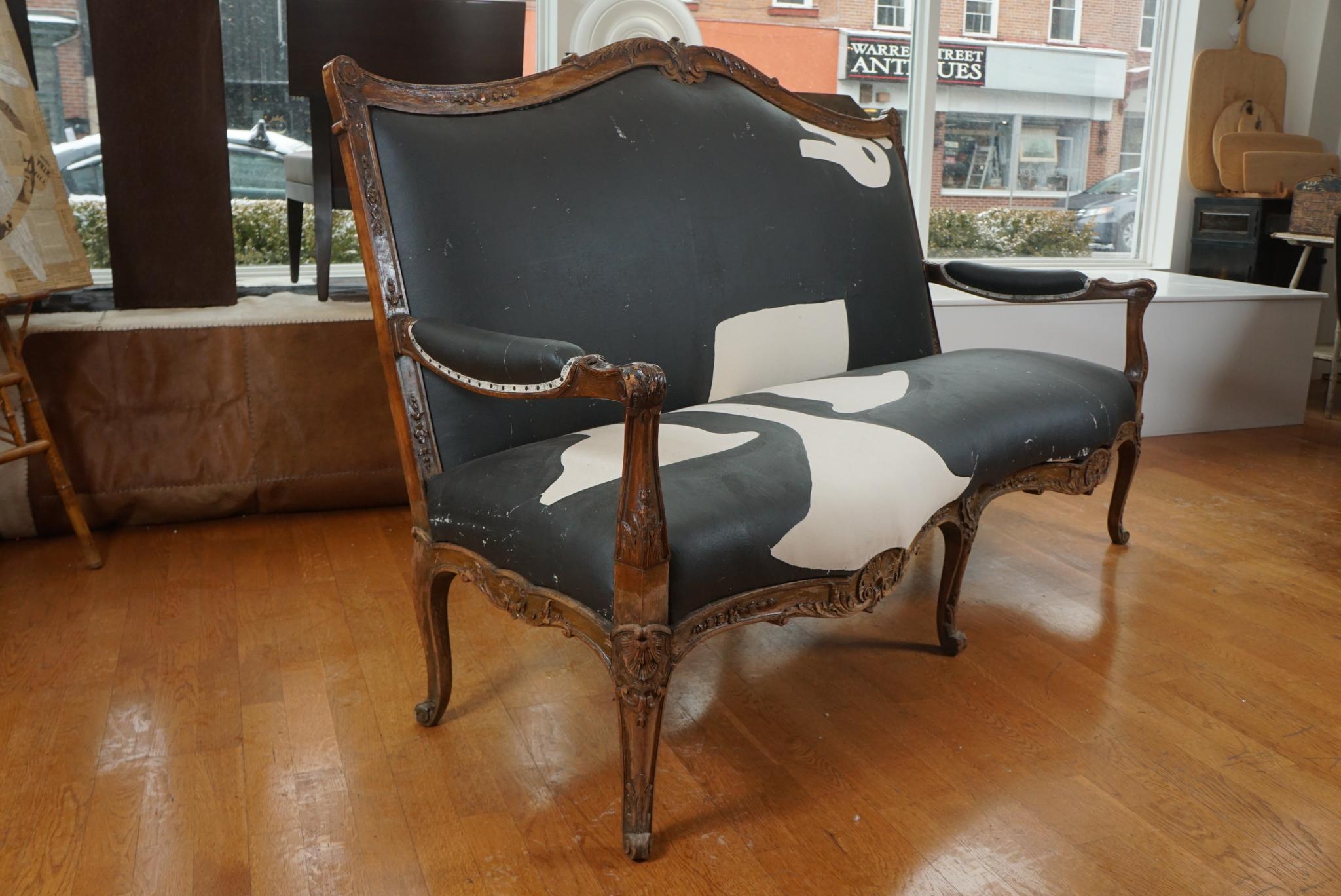 19th Century French Louis XV Style Upholstered Settee 4