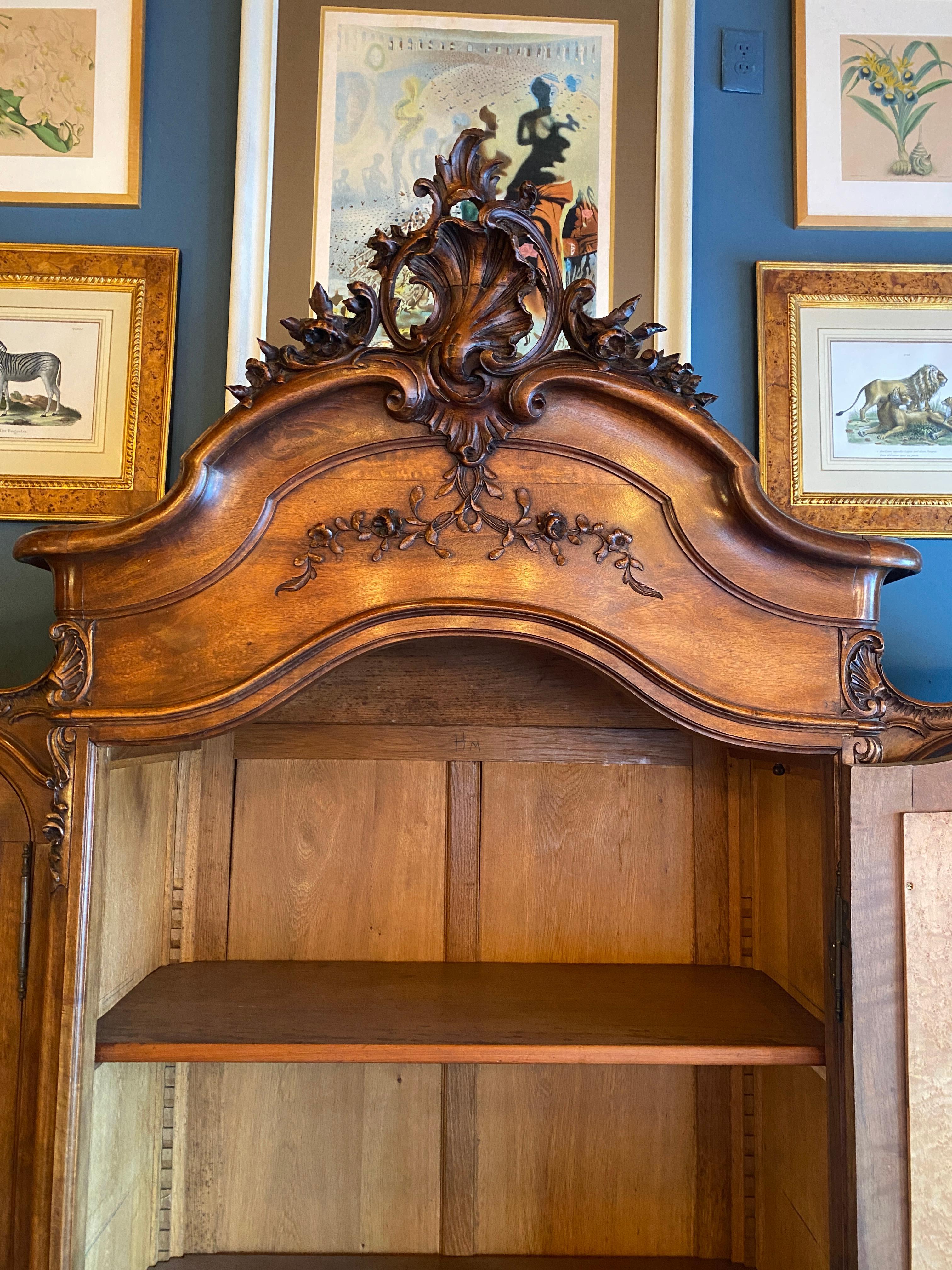19th Century French Louis XV Style Walnut Armoire 4