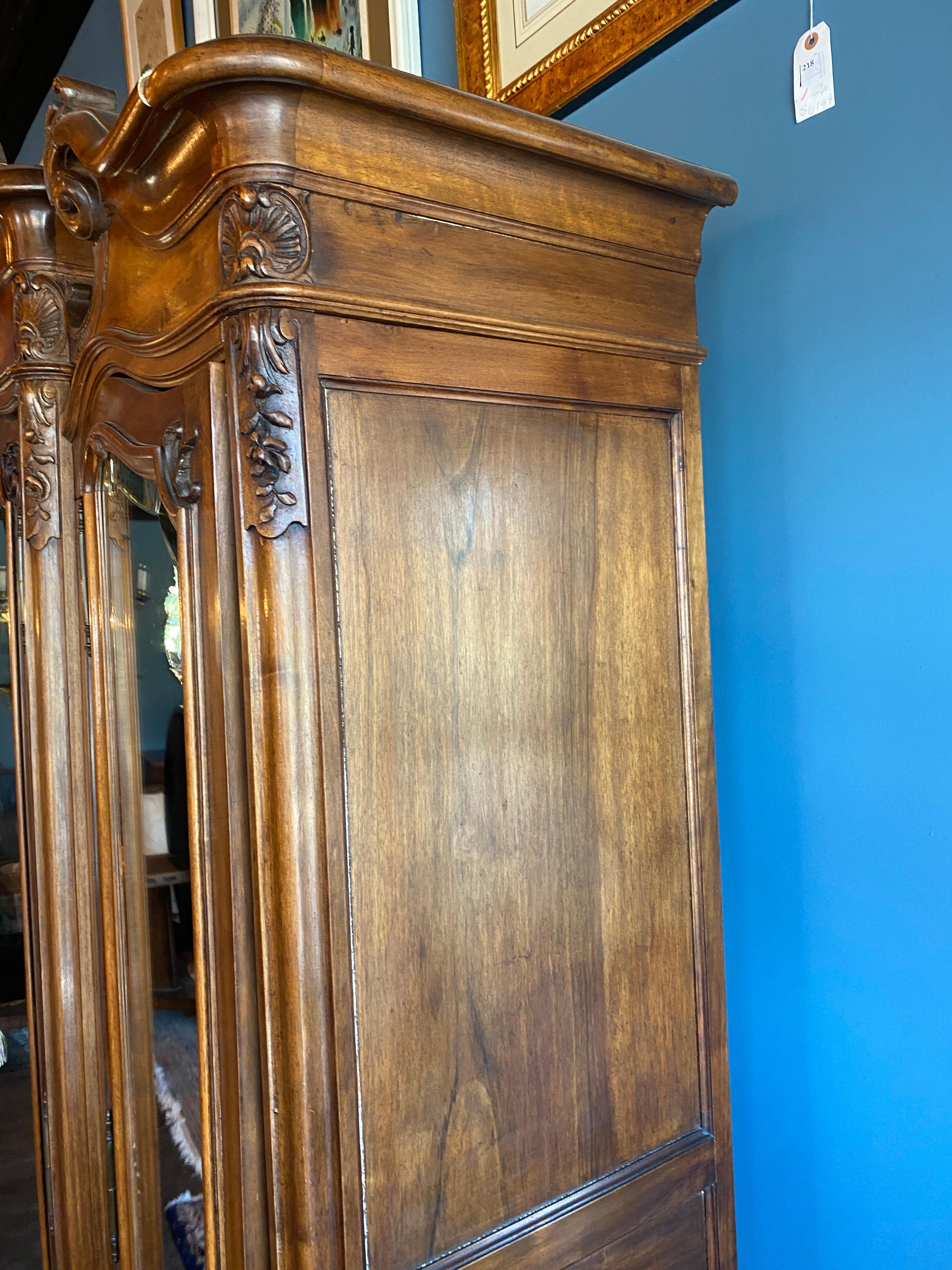 19th Century French Louis XV Style Walnut Armoire 6