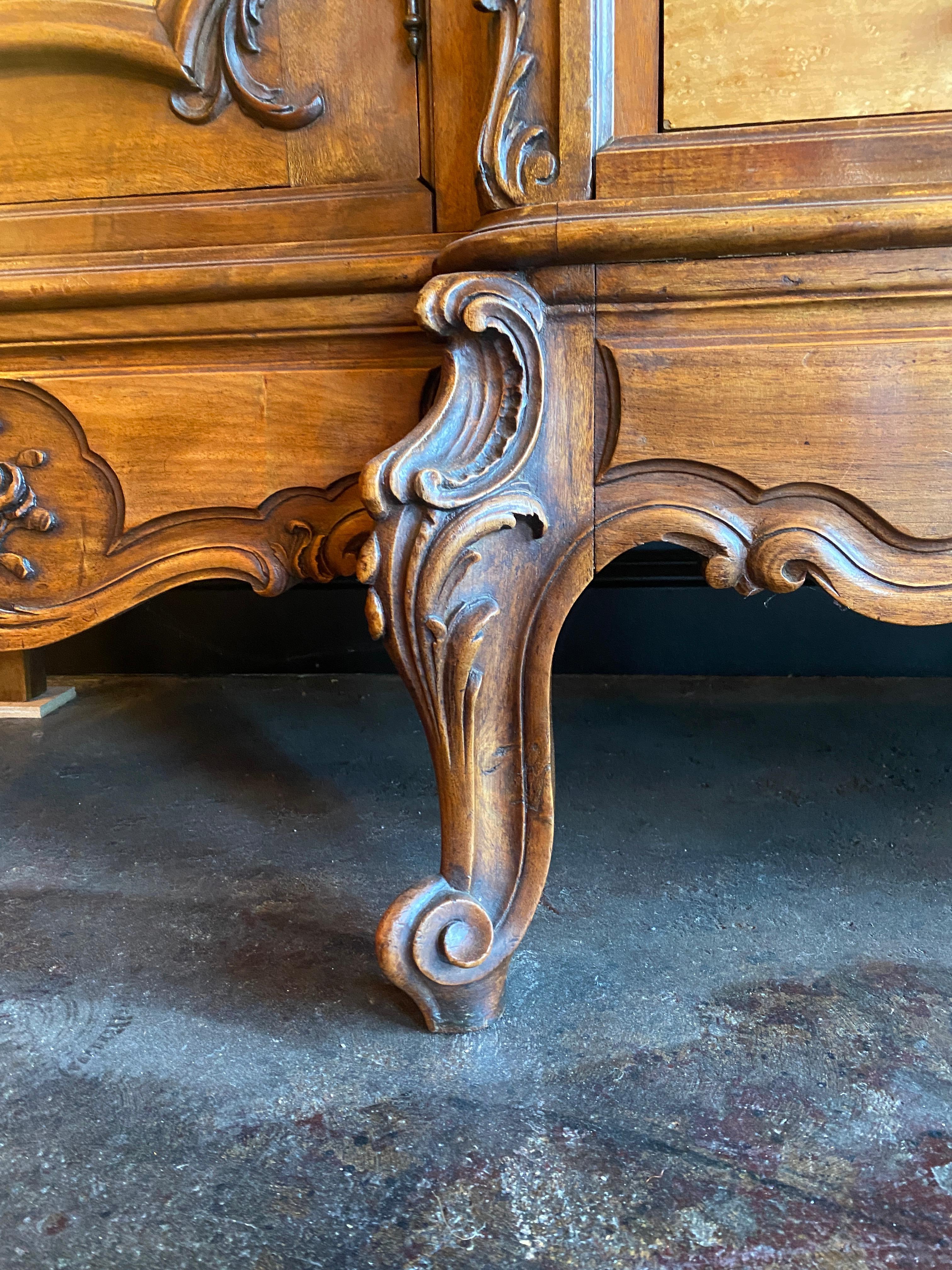 Hand-Carved 19th Century French Louis XV Style Walnut Armoire