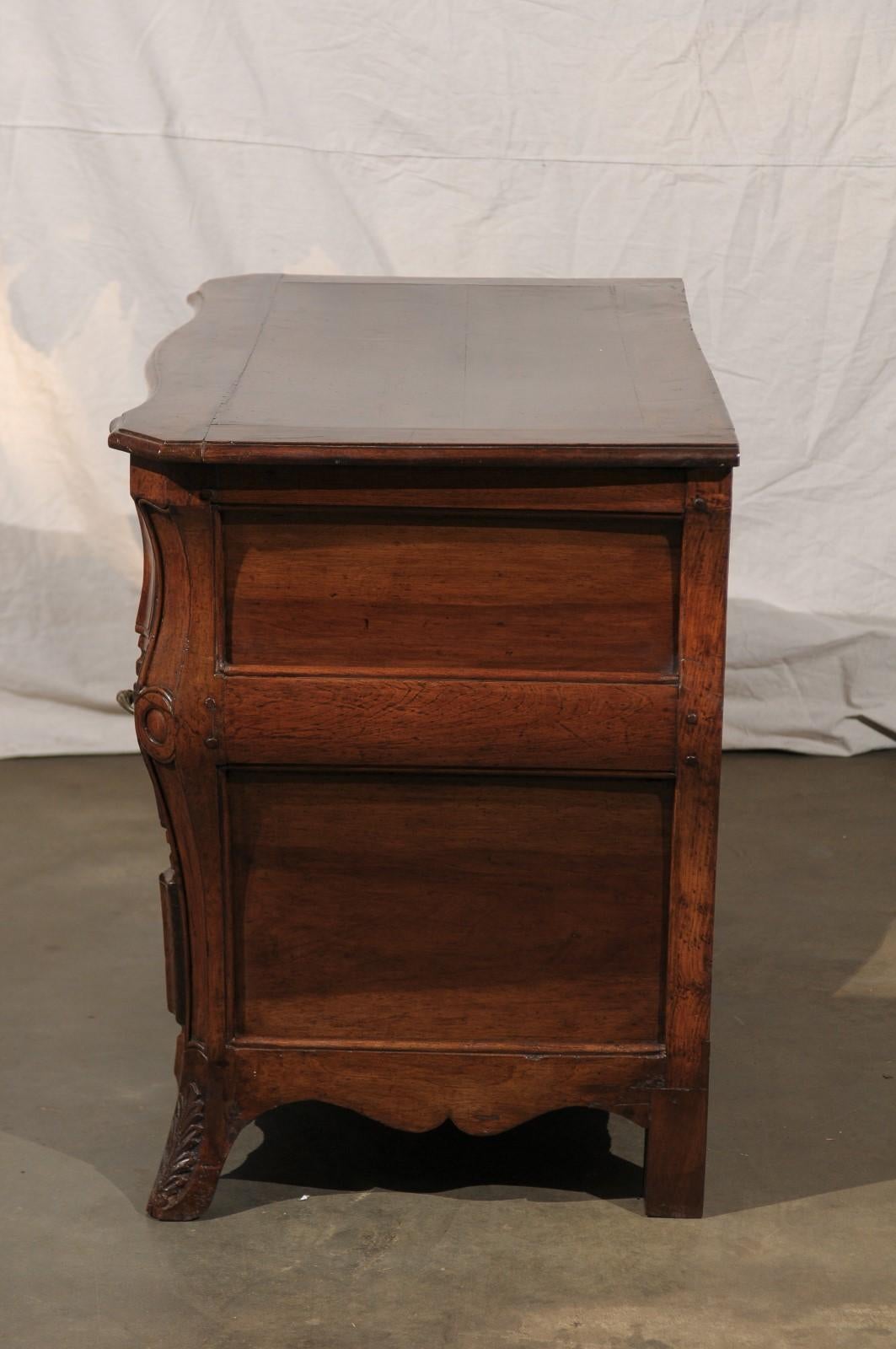 19th Century French Louis XV Style Walnut Commode with Carved Details 1