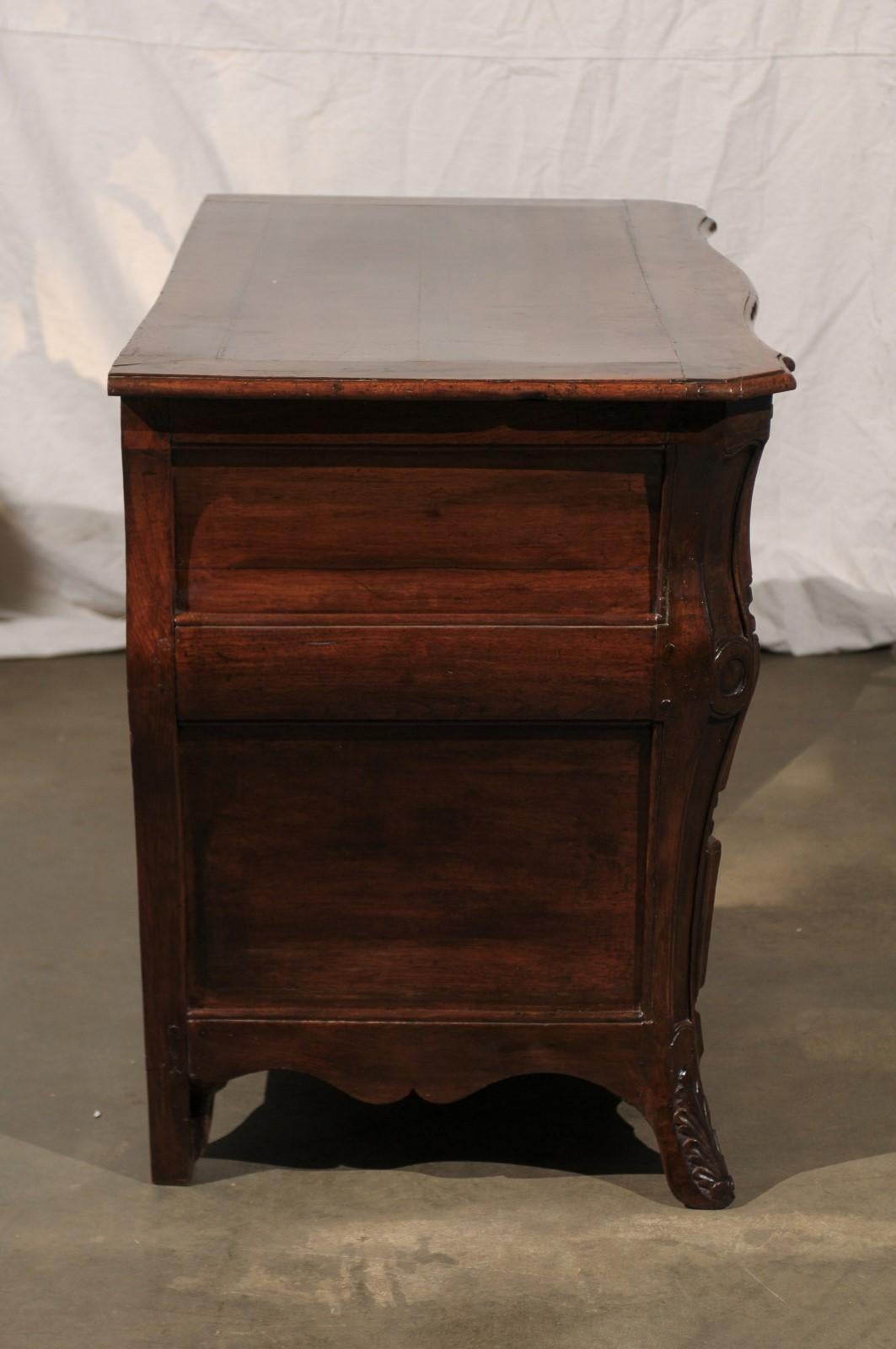 19th Century French Louis XV Style Walnut Commode with Carved Details 2