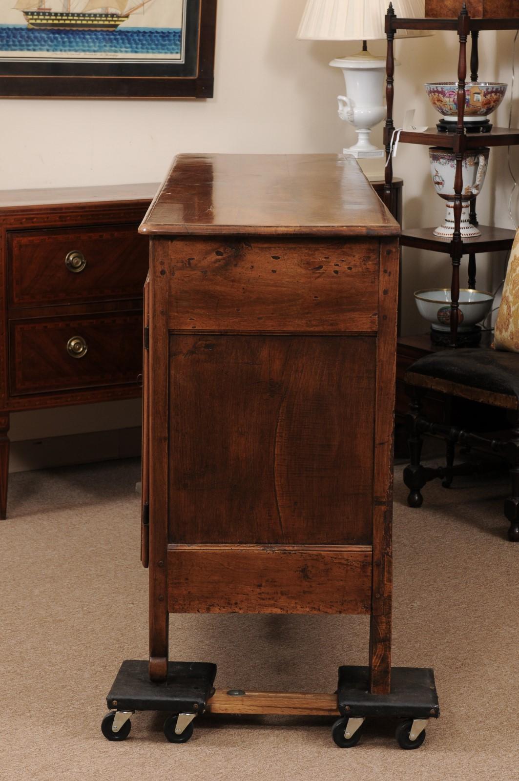 19th Century French Louis XV Style Walnut Enfilade with 3 Cabinet Doors 5