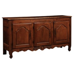  19th Century French Louis XV Style Walnut Enfilade with 3 Cabinet Doors 