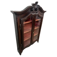 19th century French Louis XV style Walnut Wall Collection Vitrine