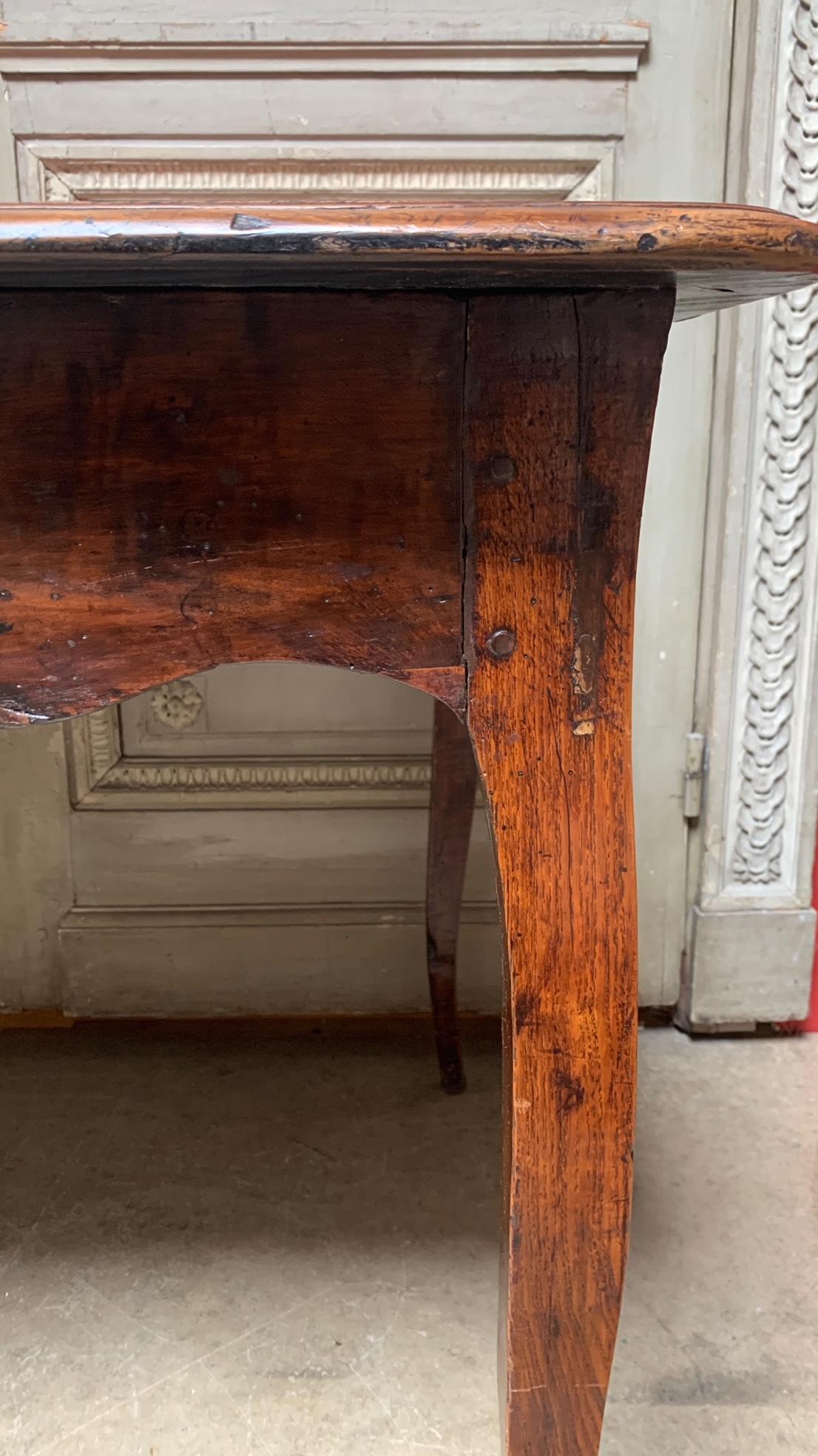 19th Century French Louis XV Style Walnut Writing Table with Red Leather Top 2