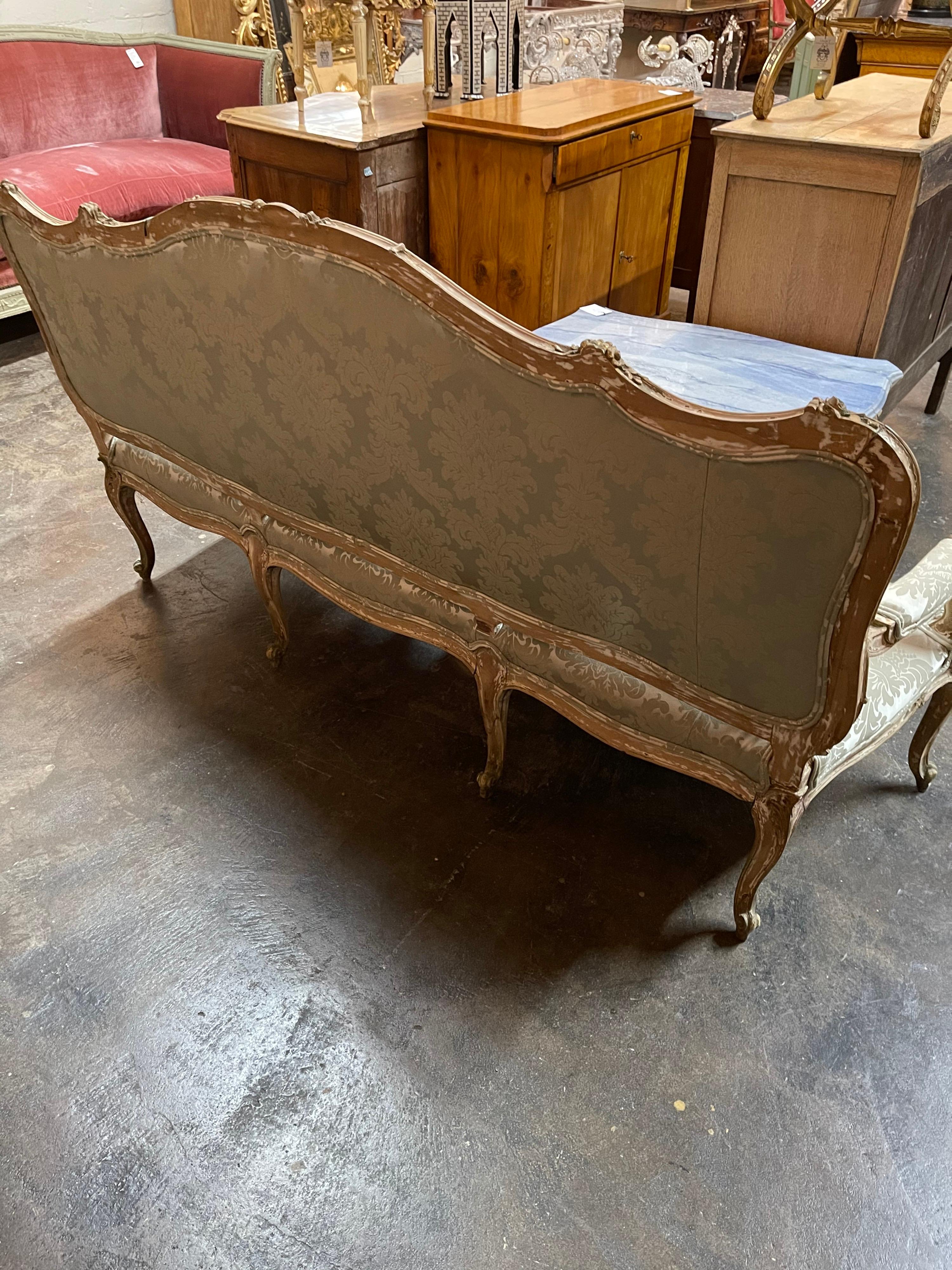 Late 19th Century 19th Century French Louis XV Upholstered Settee