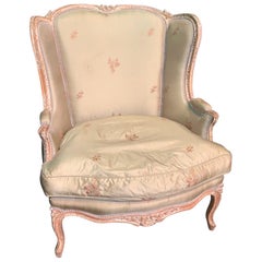 19th Century French Louis XV Upholstered Wingback Chair