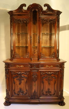 19. Jahrhundert Französisch Louis XV Nussbaum Bibliotheksvitrine