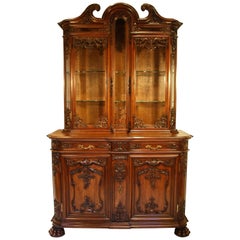 19th Century French Louis XV Walnut Bibliotheque Vitrine