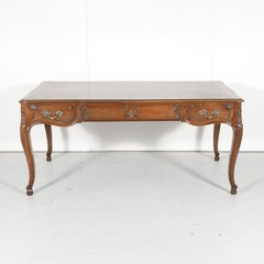 19th Century French Louis XV Walnut Bureau Plat or Writing Table