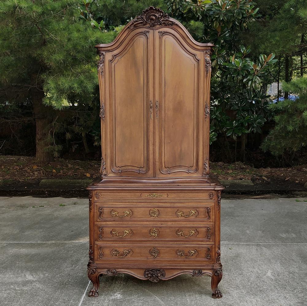 Hand-Crafted 19th Century French Louis XV Walnut Cabinet, Commode