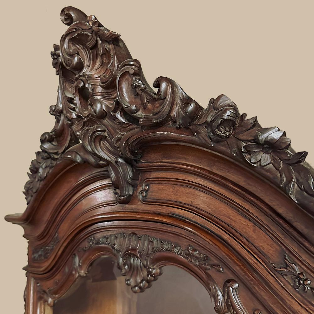 19th Century French Louis XV Walnut Display Armoire ~ Bookcase For Sale 7