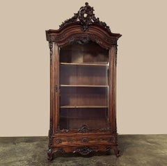 19th Century French Louis XV Walnut Display Armoire ~ Bookcase