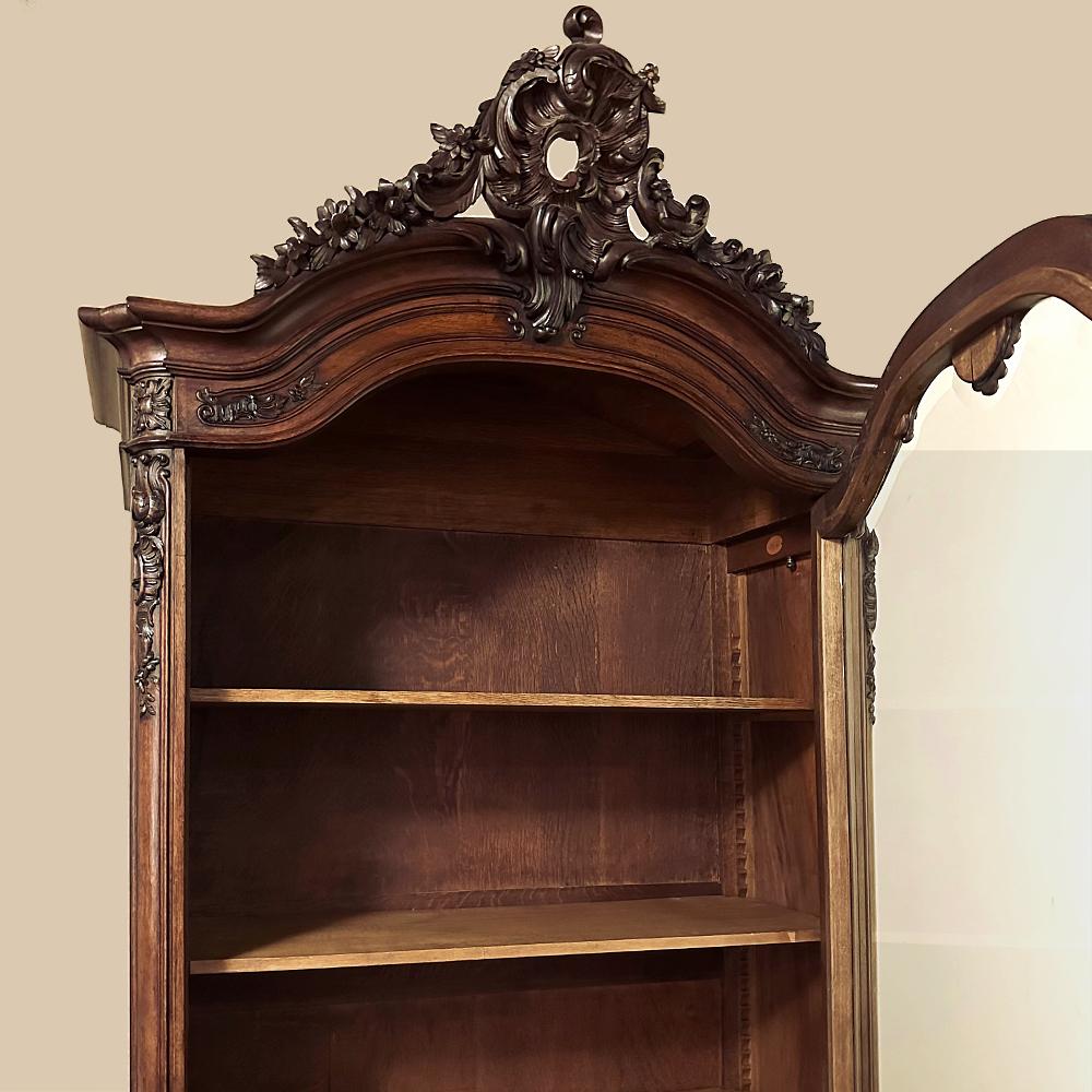 19th Century French Louis XV Walnut Display Armoire ~ Bookcase For Sale 1