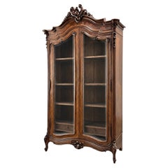 19th Century French Louis XV Walnut Display Armoire