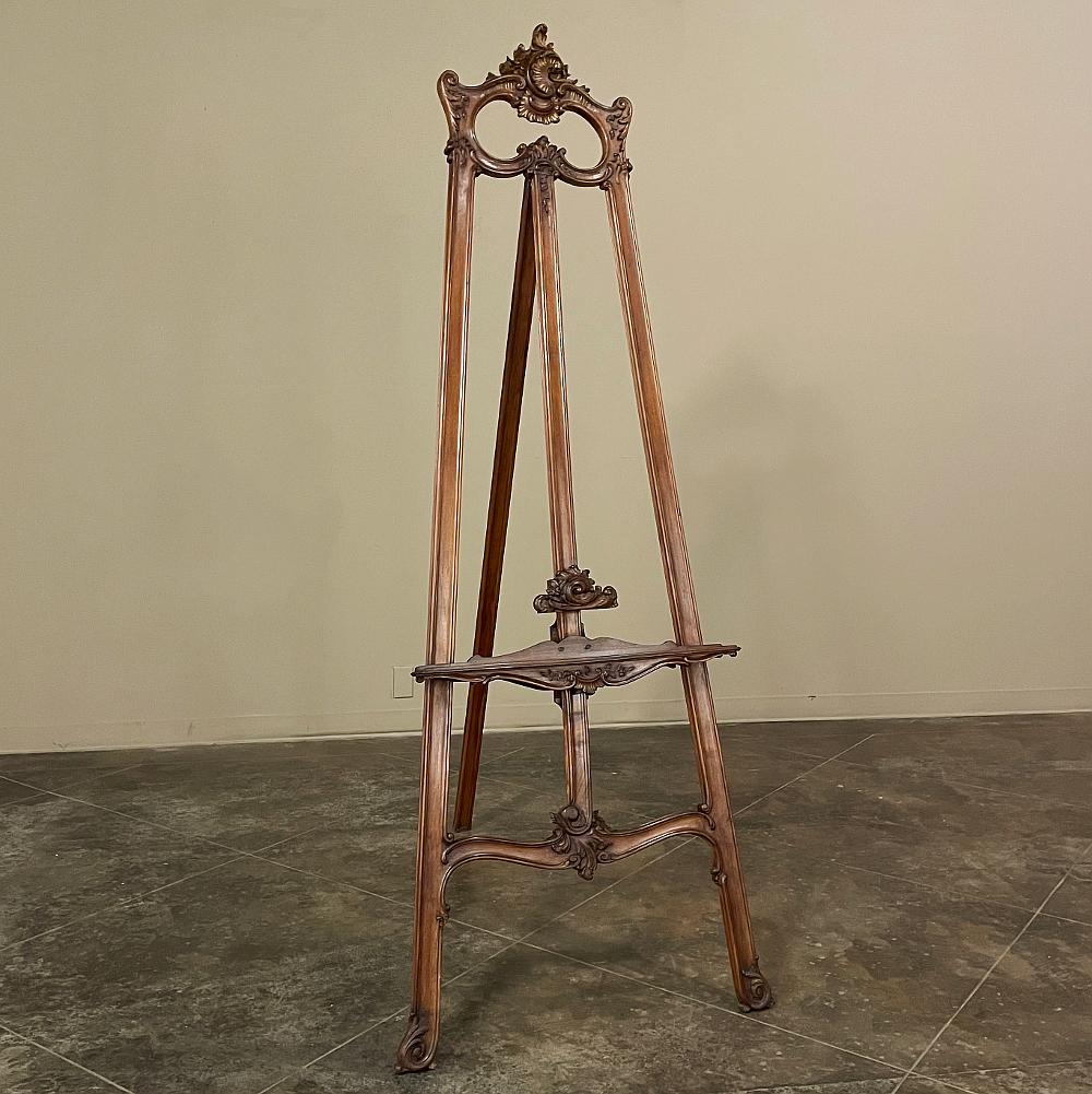 Hand-Carved 19th Century French Louis XV Walnut Easel For Sale